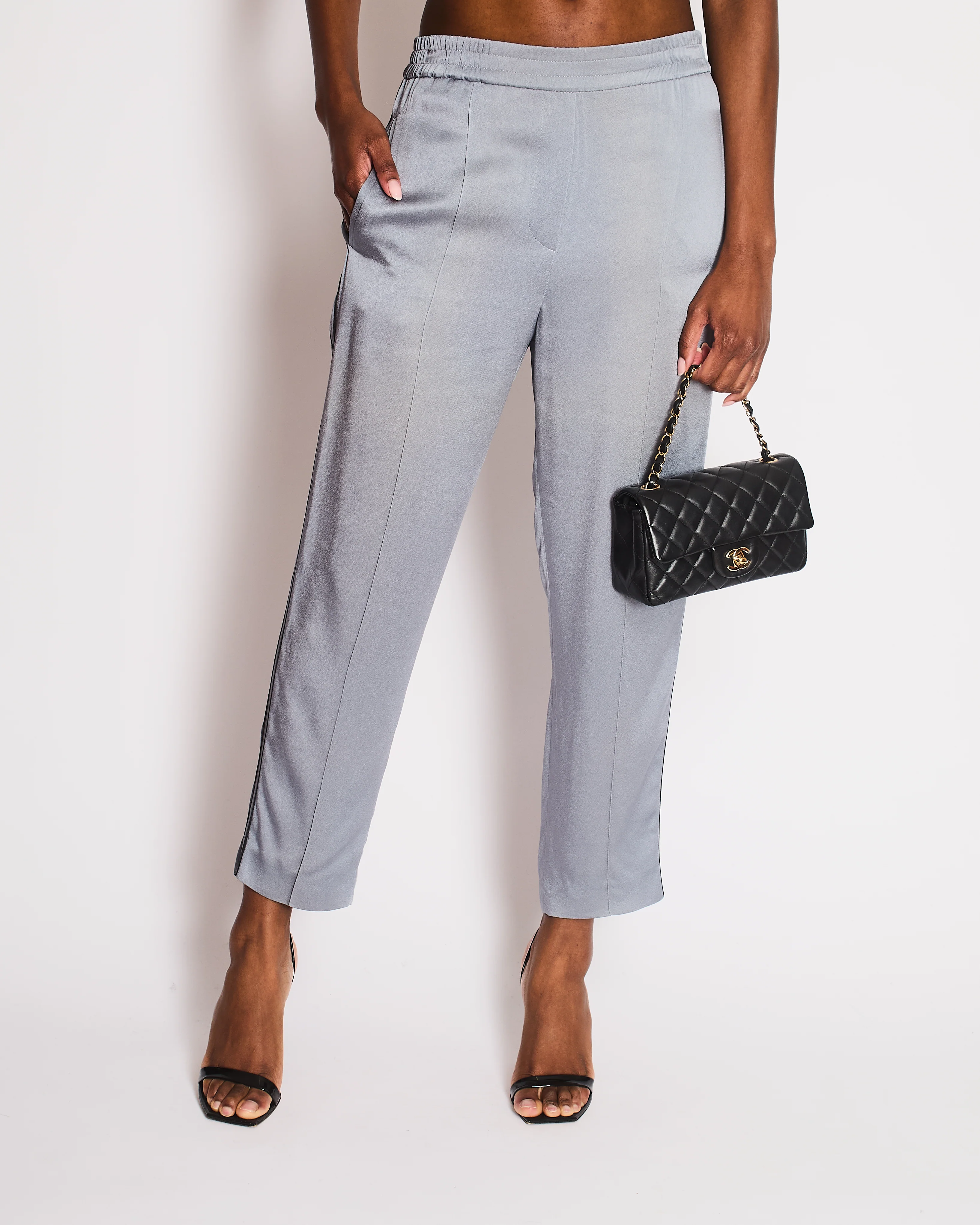 Brunello Cucinelli Blue Straight Leg Trousers with Side Stripe Detail Size IT 40 (UK 8)