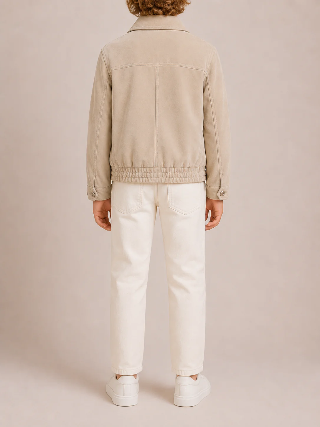 Brunello Cucinelli Kids Beige Suede Leather Jacket with Zip Size 10 years RRP £1,510 - Image 2
