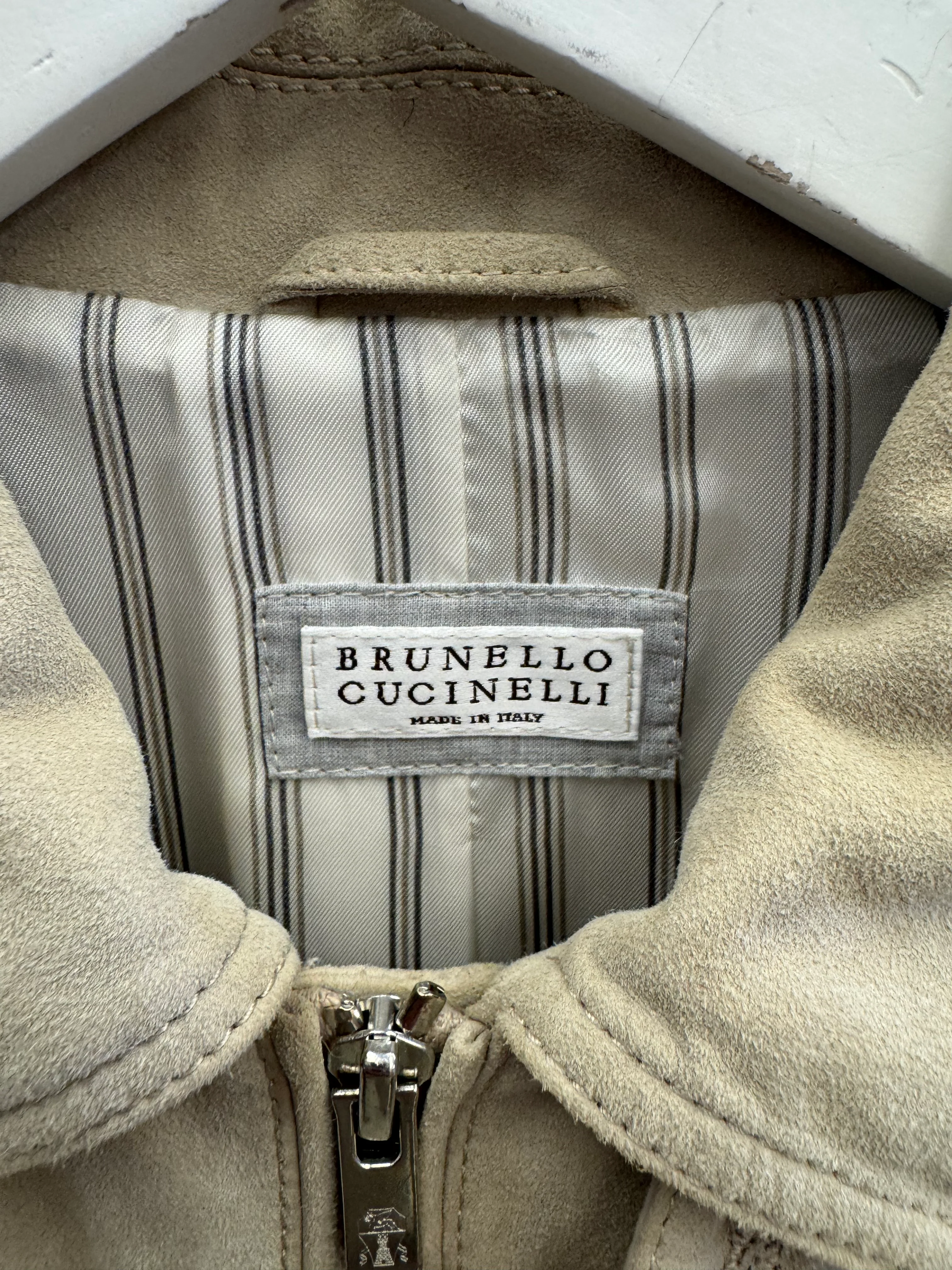 Brunello Cucinelli Kids Beige Suede Leather Jacket with Zip Size 10 years RRP £1,510 - Image 4