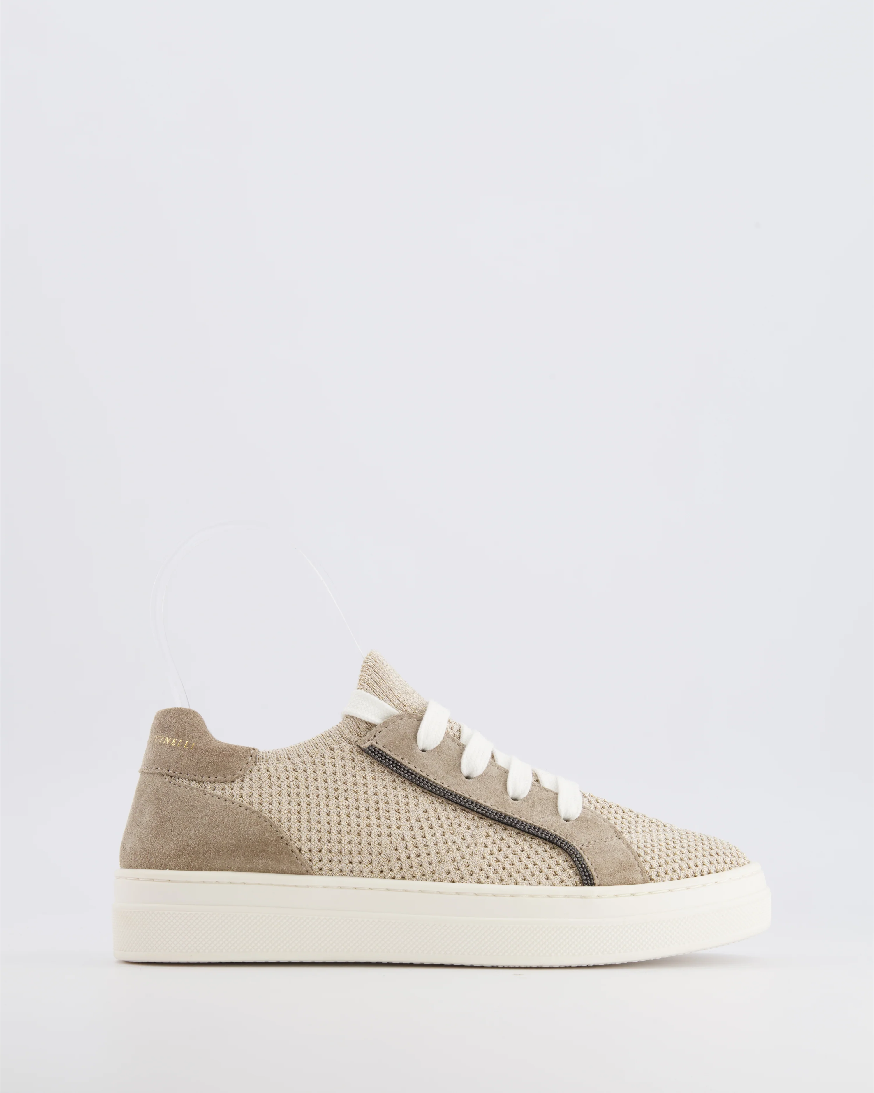 Brunello Cucinelli Kids Gold and Taupe Suede Trainers Size 33 RRP £380