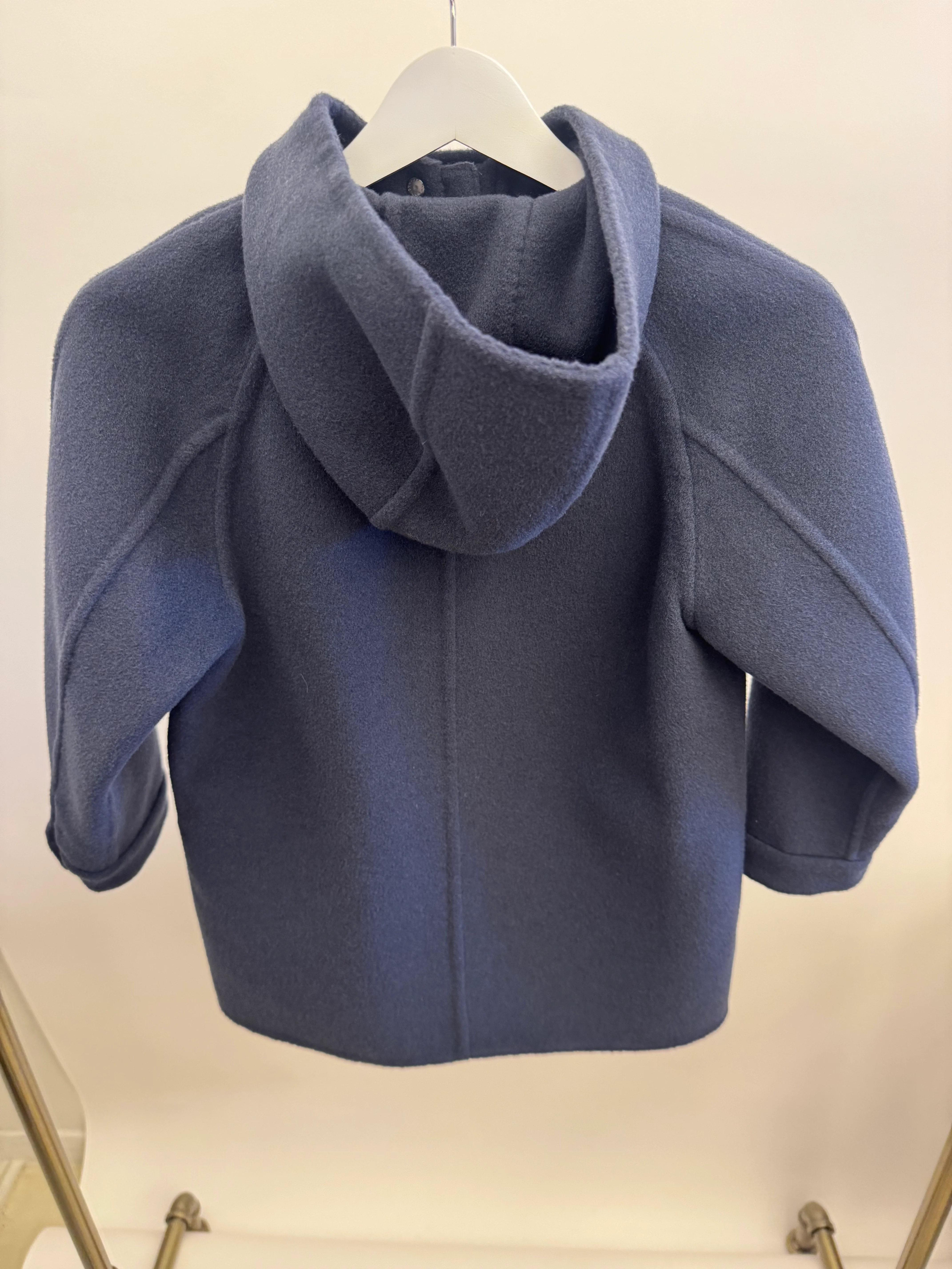 Brunello Cucinelli Kids Navy Cashmere Coat with Hood and Pocket Details Size 8 years RRP £1,500&nbsp; - Image 4