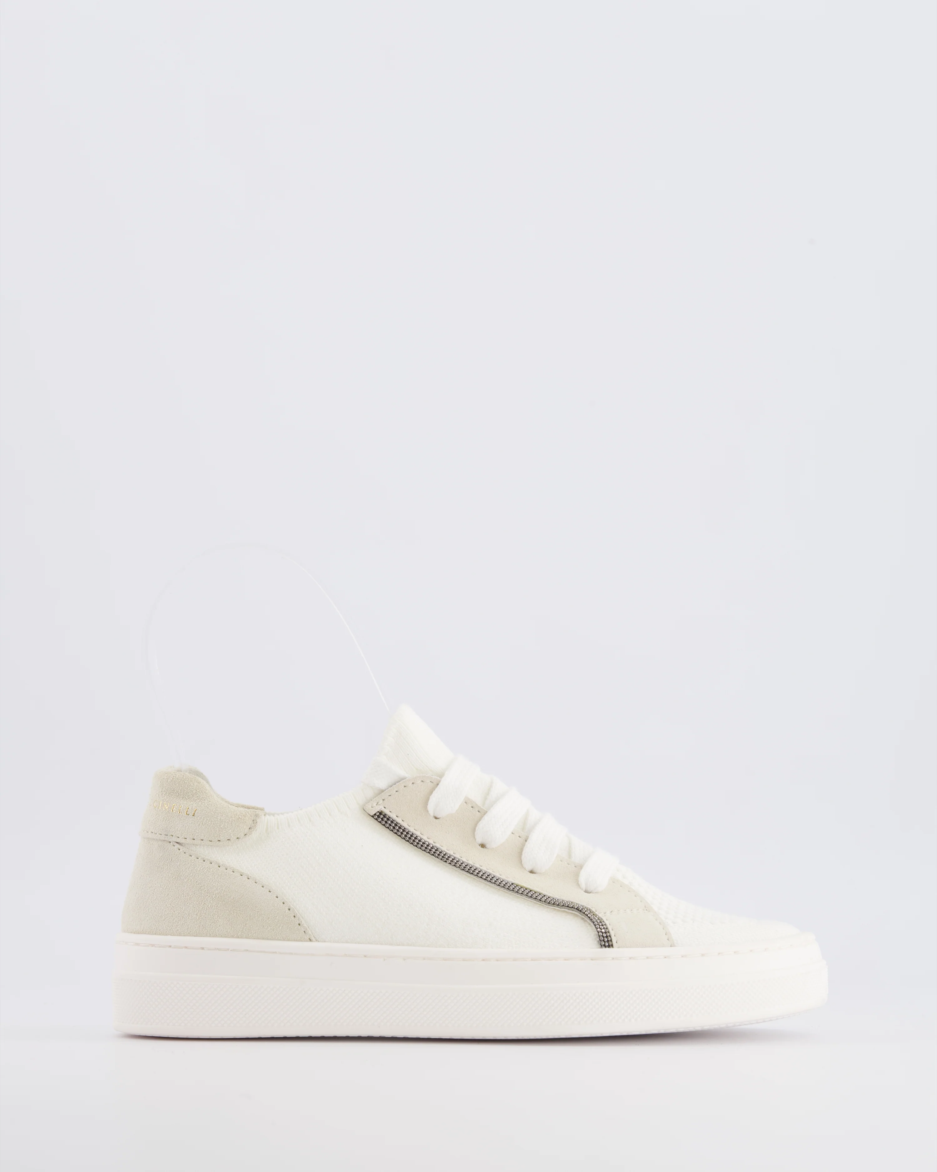 Brunello Cucinelli Kids White and Beige Suede Trainers Size 33 RRP £380