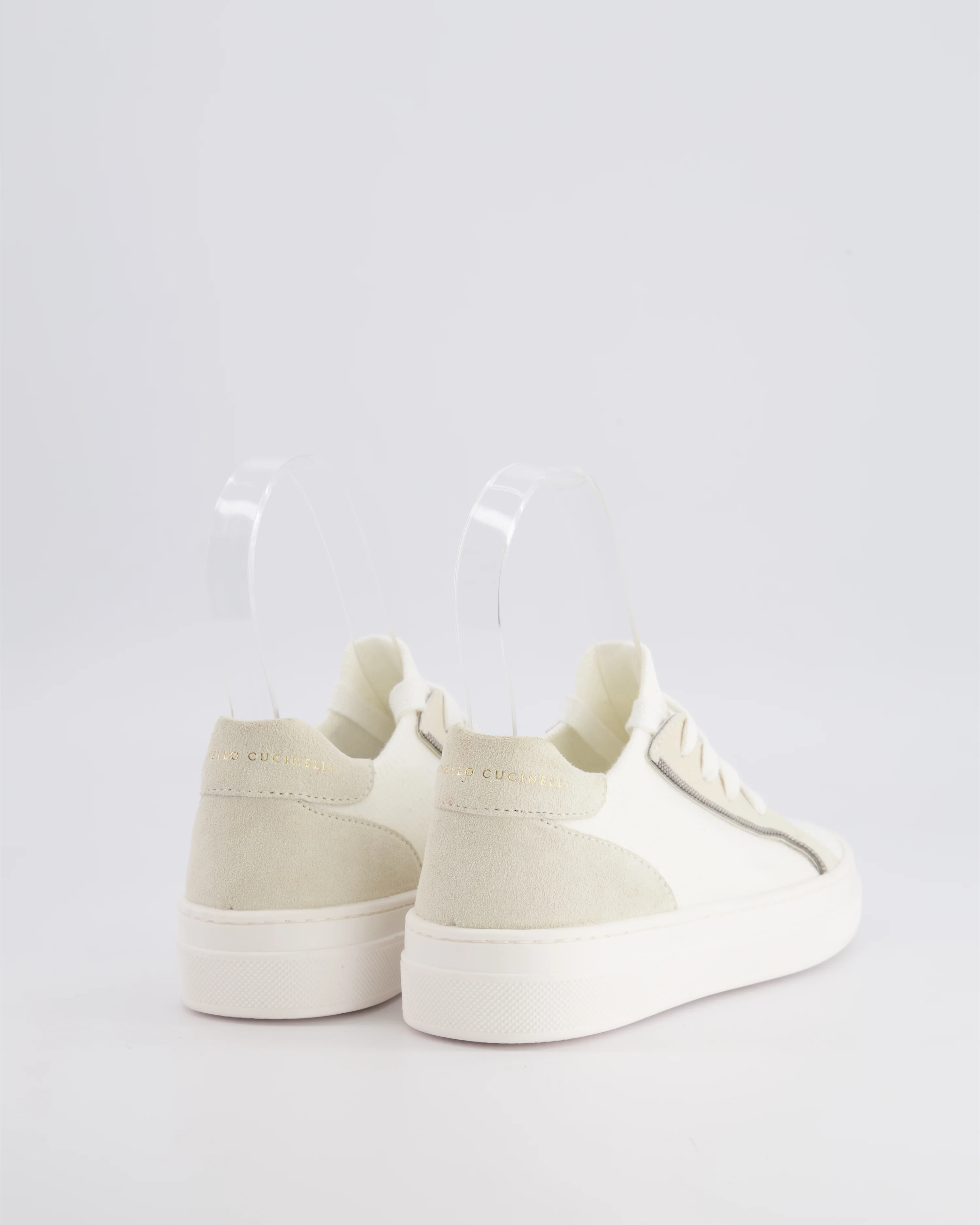 Brunello Cucinelli Kids White and Beige Suede Trainers Size 33 RRP £380 - Image 3