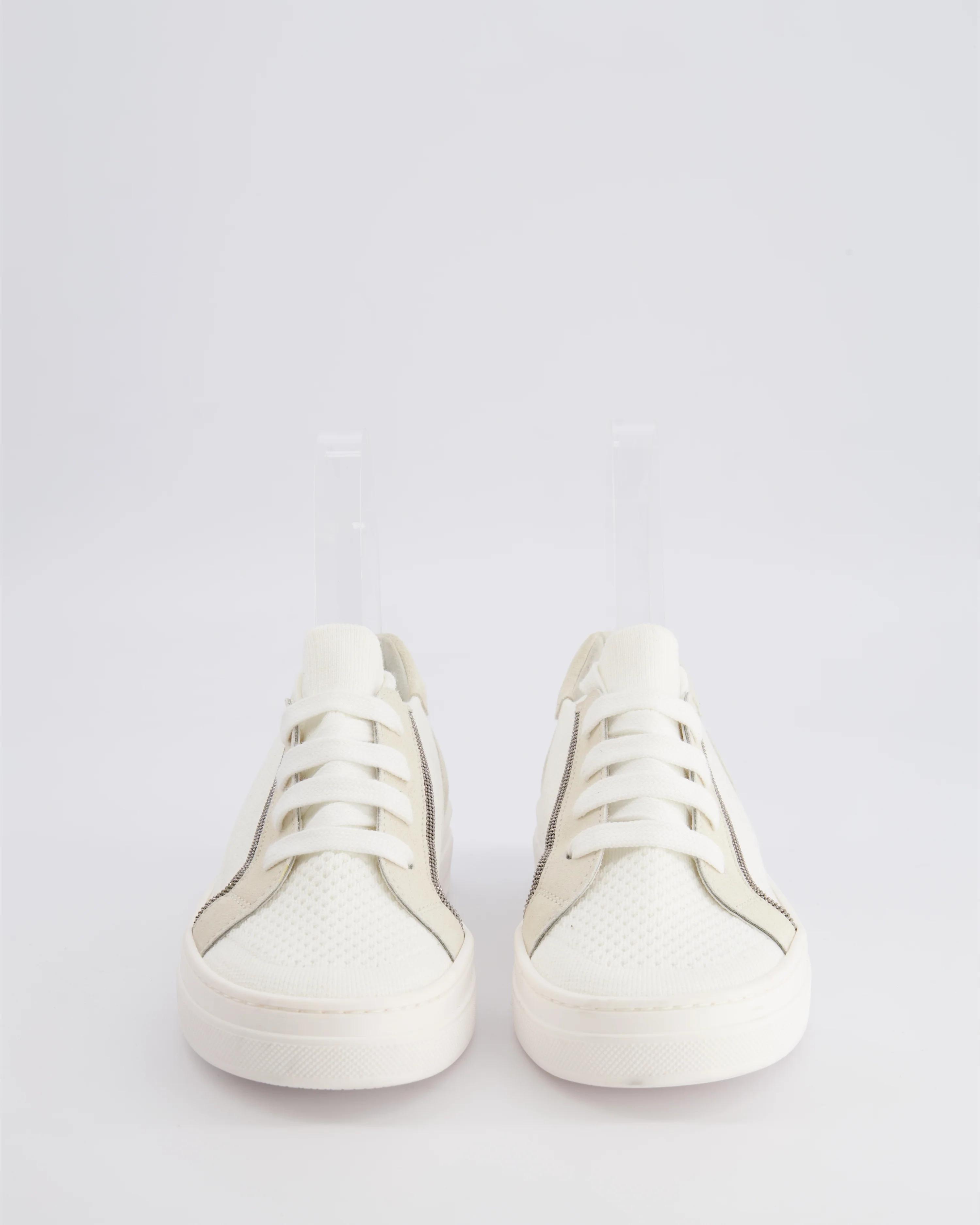 Brunello Cucinelli Kids White and Beige Suede Trainers Size 33 RRP £380 - Image 4