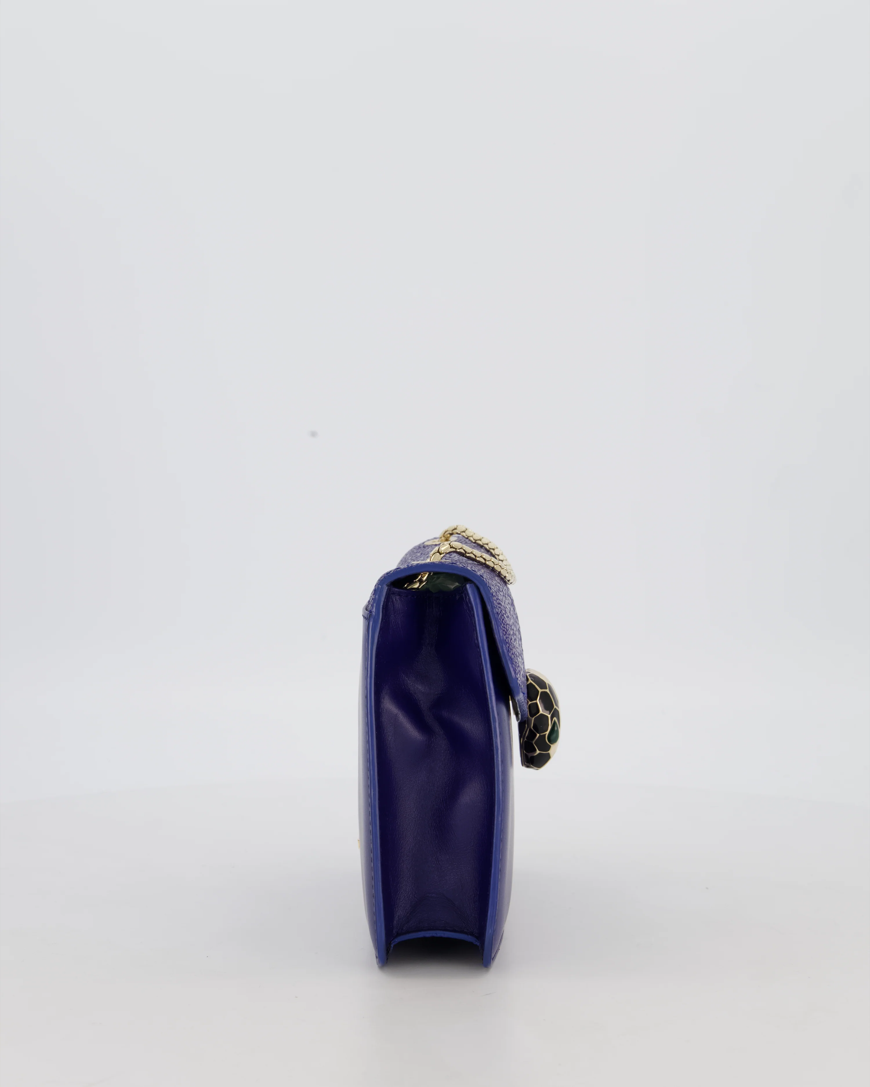 Bvlgari Blue Small Serpenti Forever Square Shoulder Bag In Calfskin Leather & Stingray with Champagne Gold Hardware - Image 4