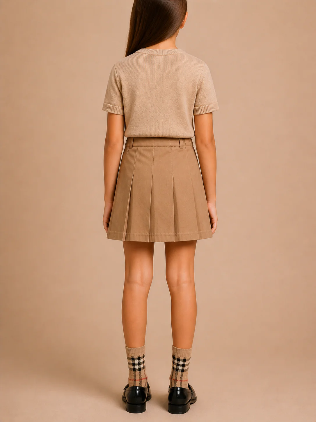 Burberry Kids Beige Pleated Skirt with Logo Detail Size 8 years - Image 2