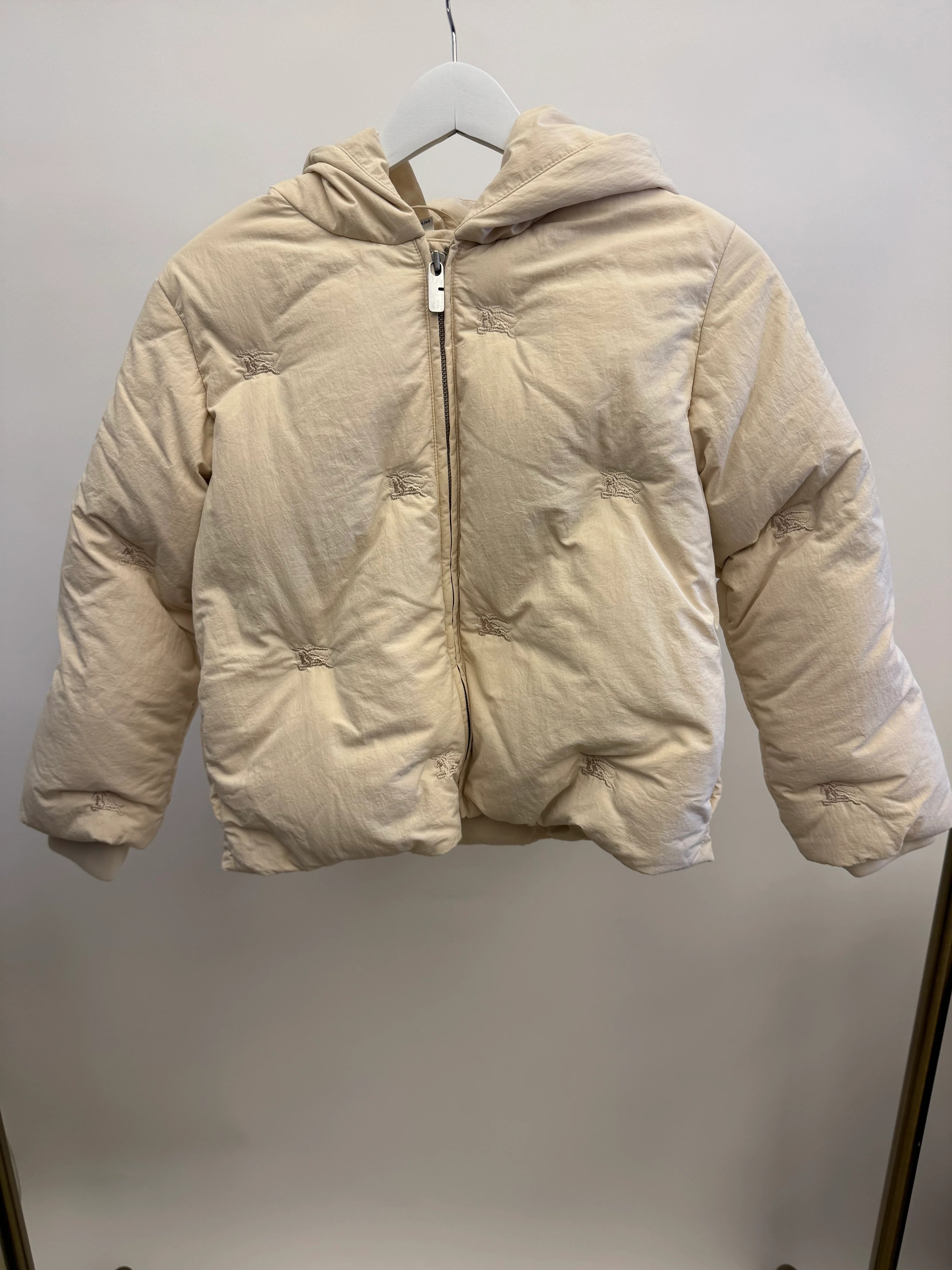 Burberry Kids Cream Puffer Jacket with Embroidered Logos and Belt Size 8 years RRP £650 - Image 6