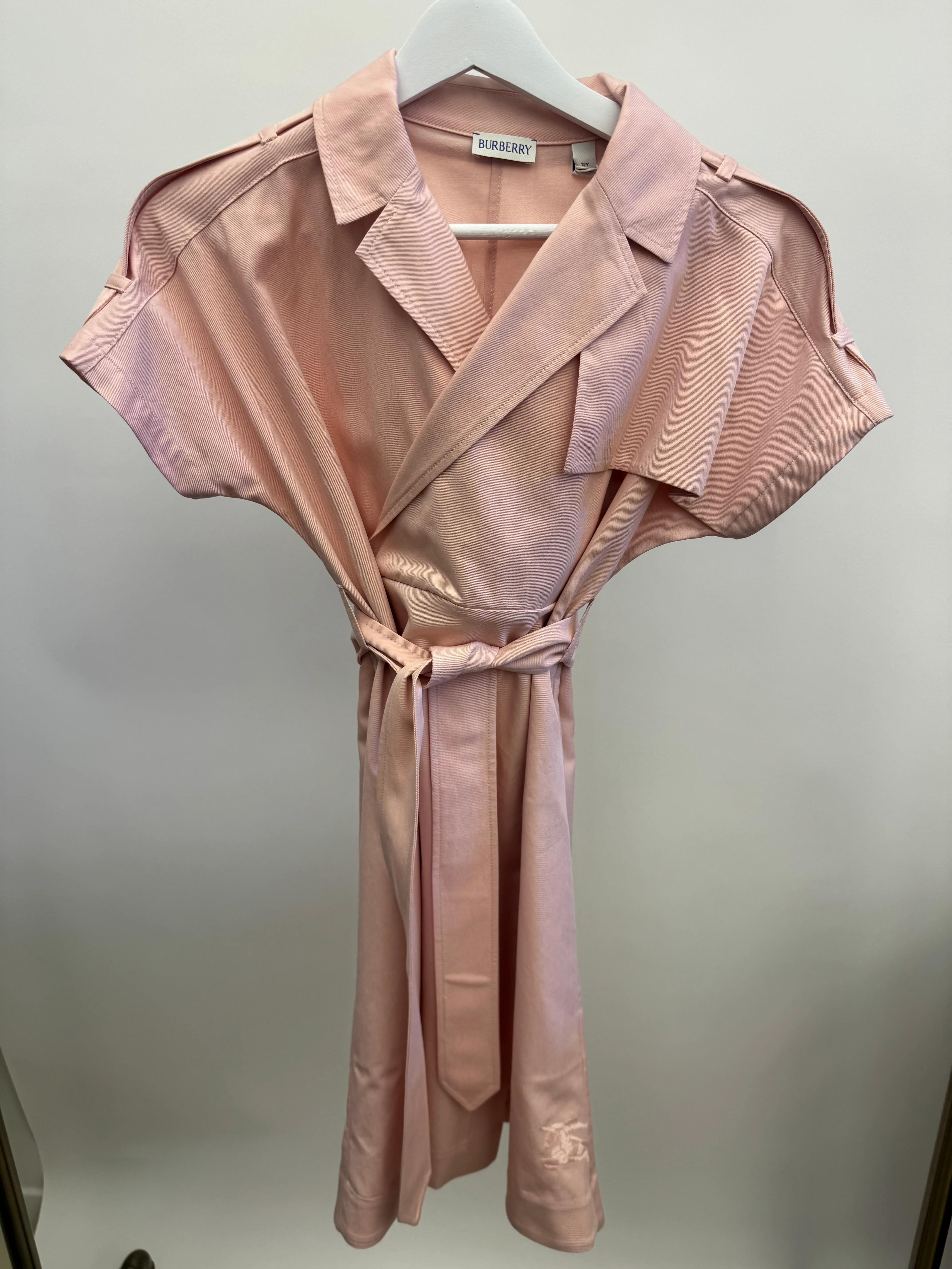 Burberry Kids Pink Cotton Dress with Belt and Logo Detail Size 12 years RRP £420 - Image 3