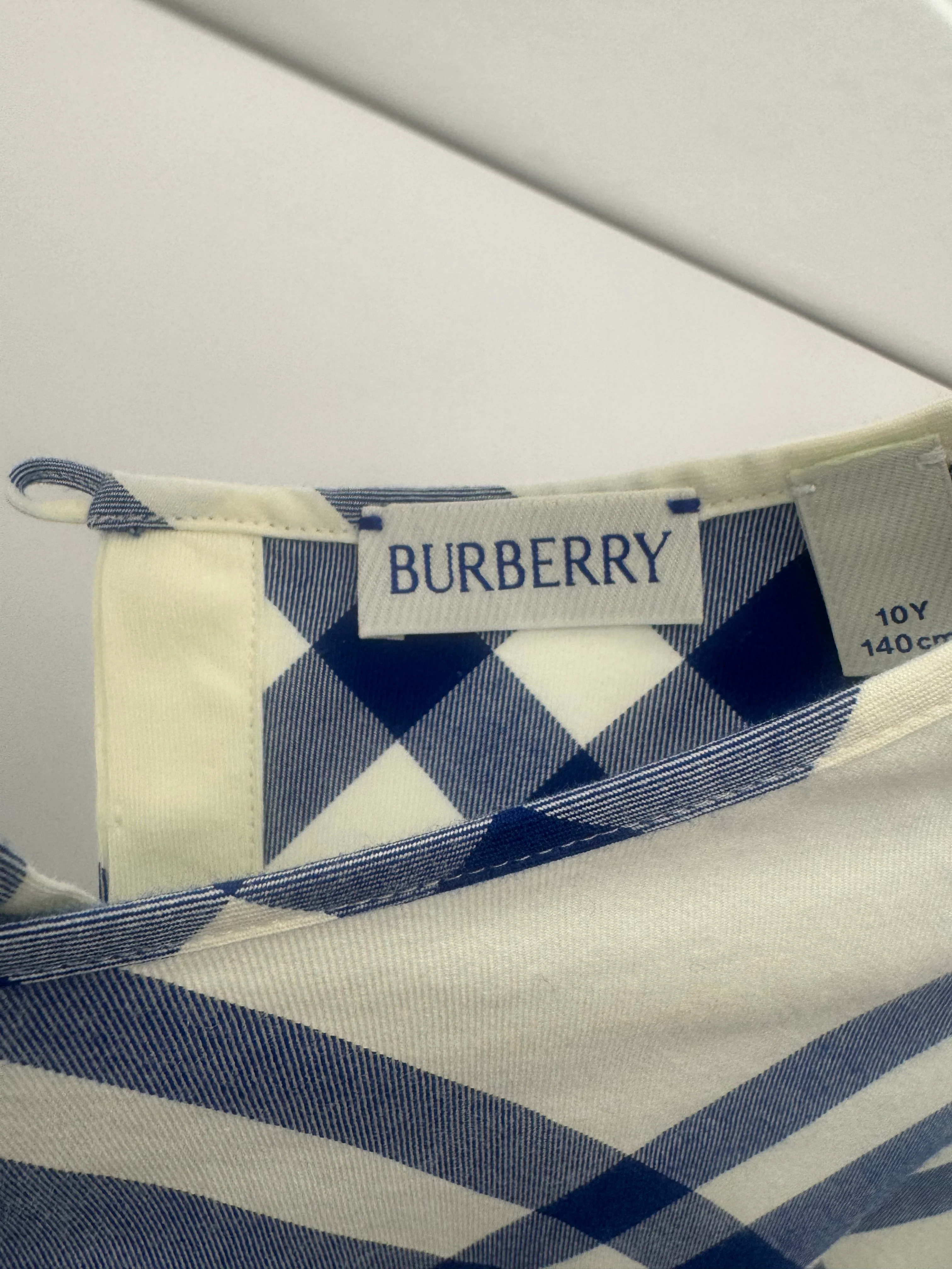 Burberry Kids White and Blue Checked Cotton Dress Size 10 years RRP £400 - Image 4