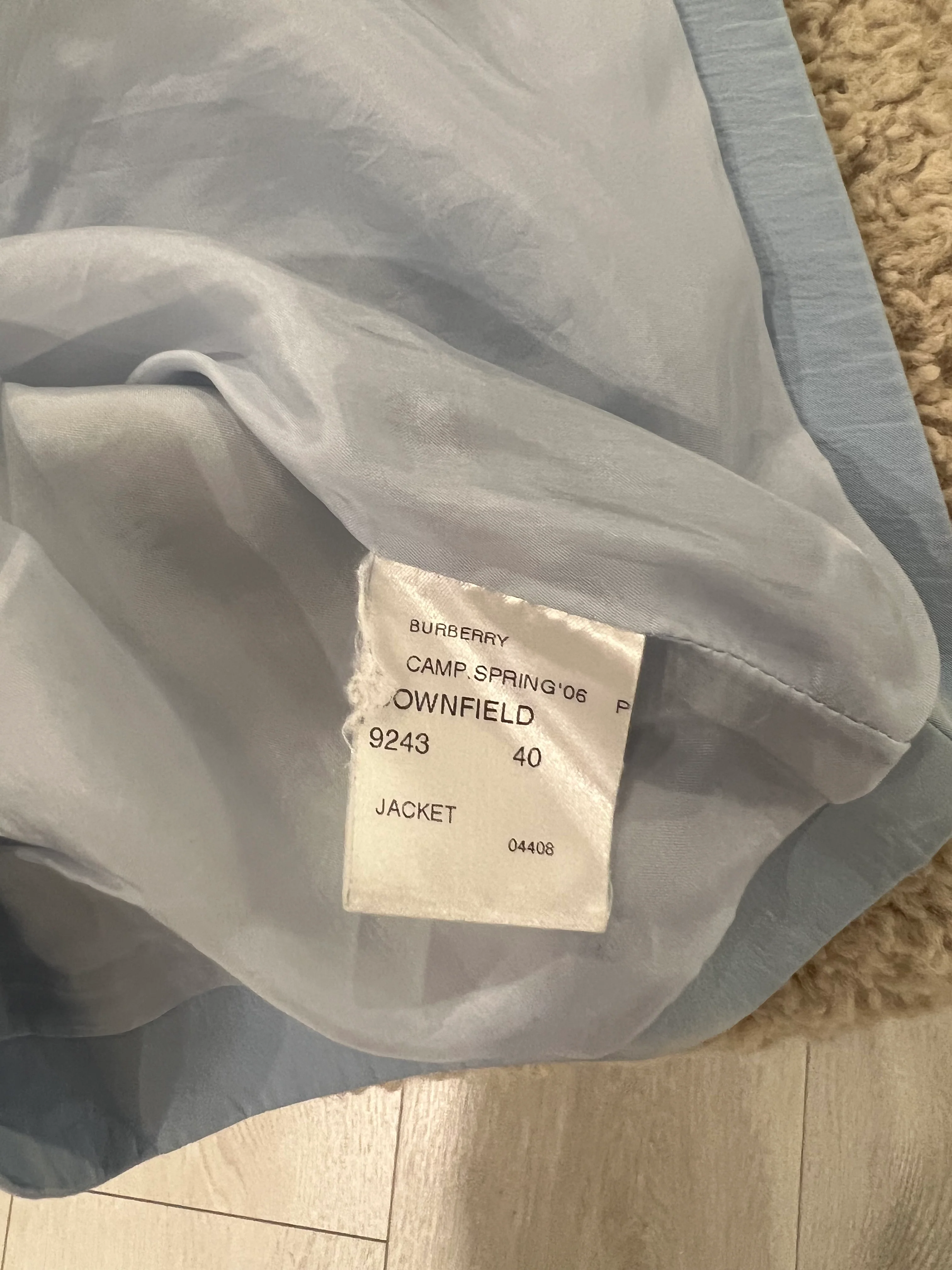 Burberry Light Blue Cropped Jacket with Gold Logo Buttons Detail Size UK 8 - Image 5