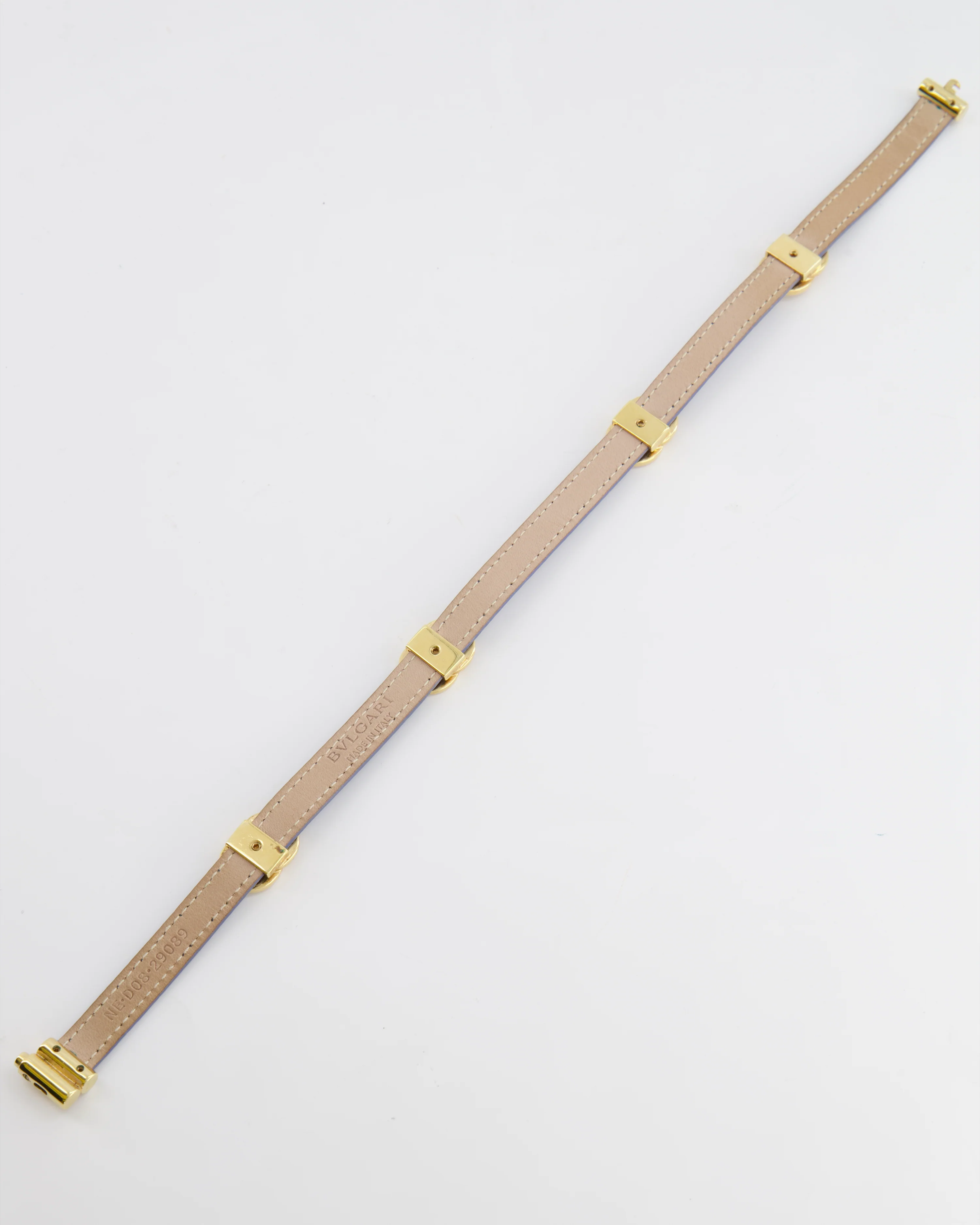 Bvlgari Navy Leather Choker Necklace with Gold Interlocker Logo Detail - Image 4