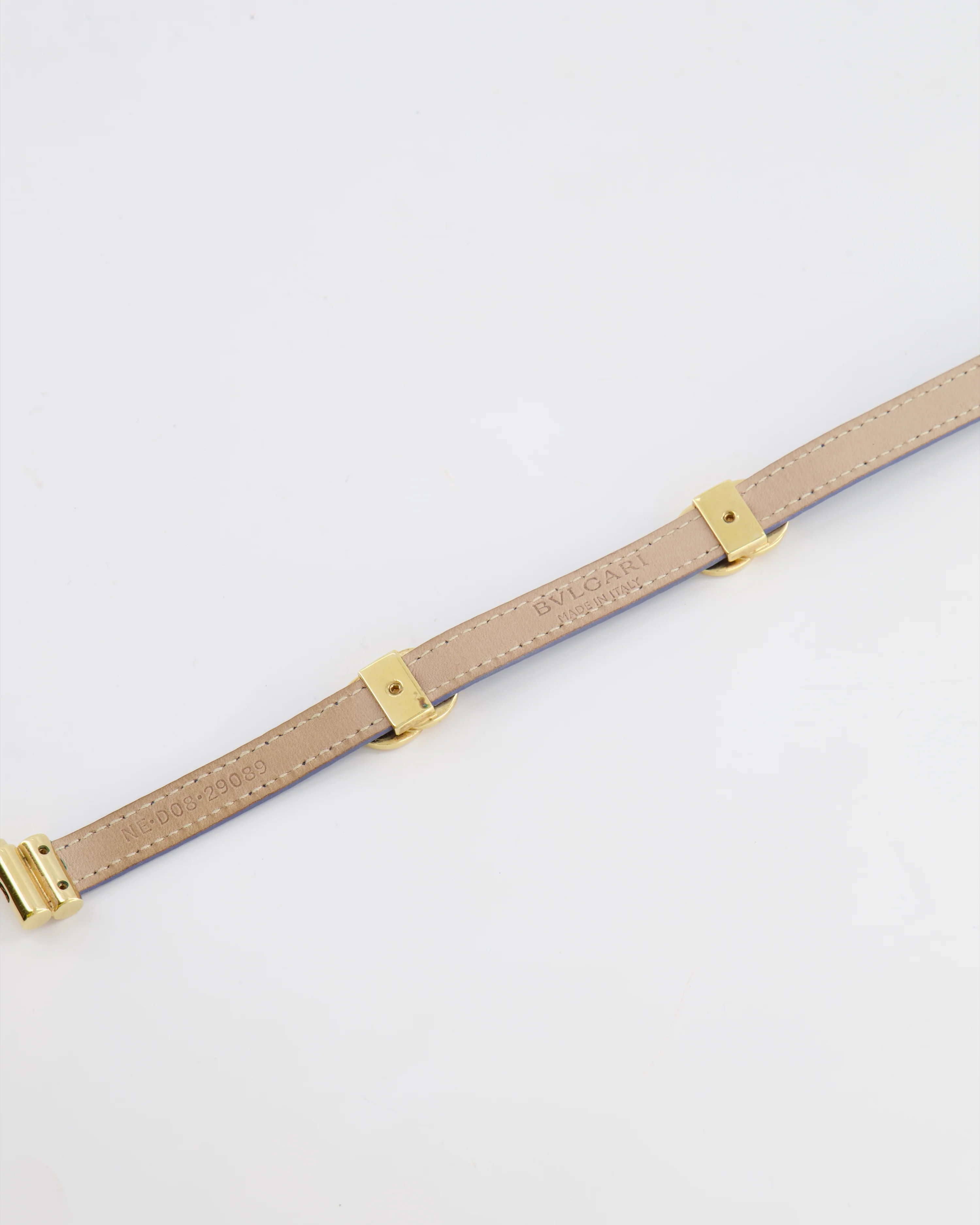 Bvlgari Navy Leather Choker Necklace with Gold Interlocker Logo Detail - Image 5