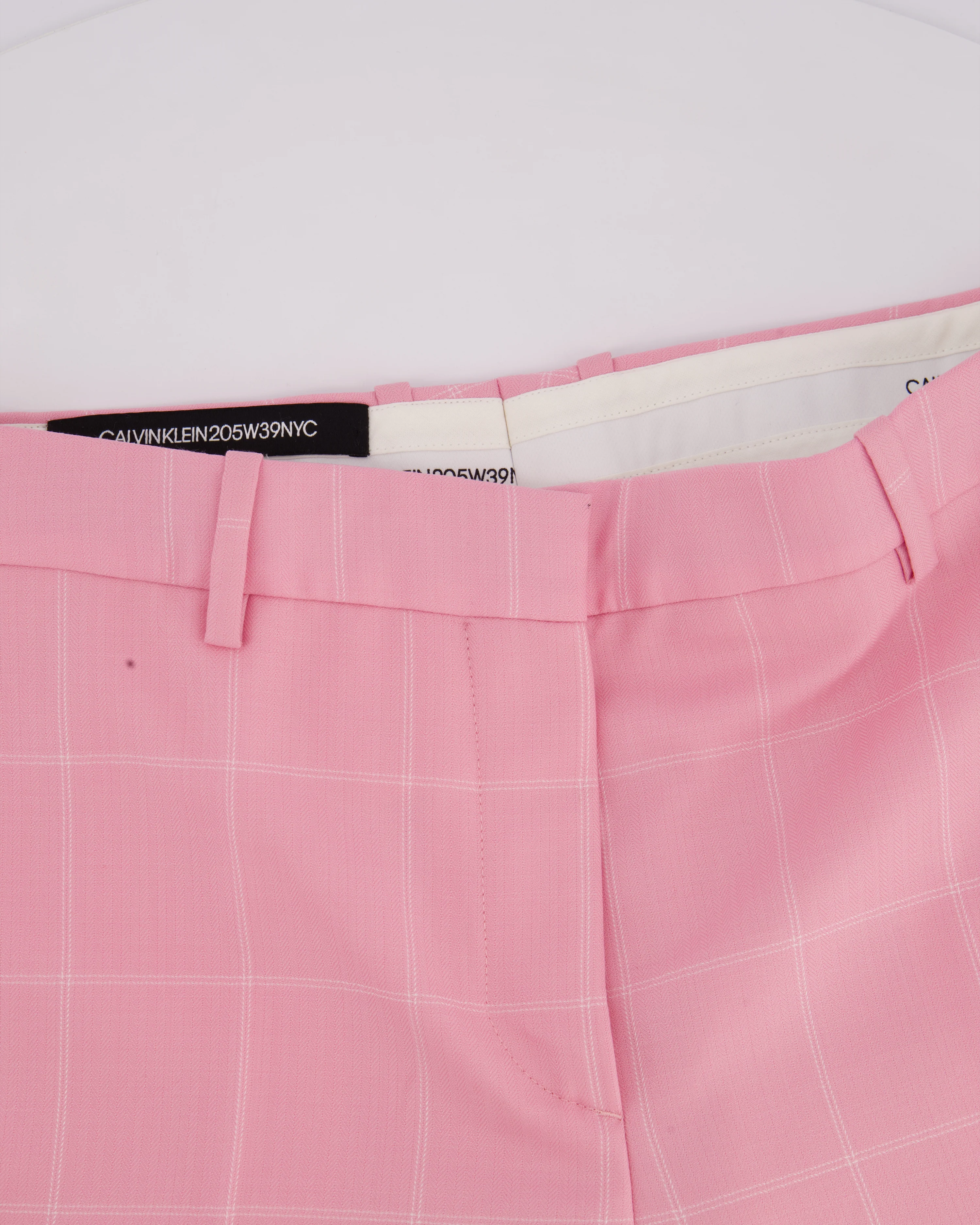 Calvin Klein Candy Pink Check Suit Jacket and Straight Let Trousers Set Size FR 38 (UK 10) - Image 11