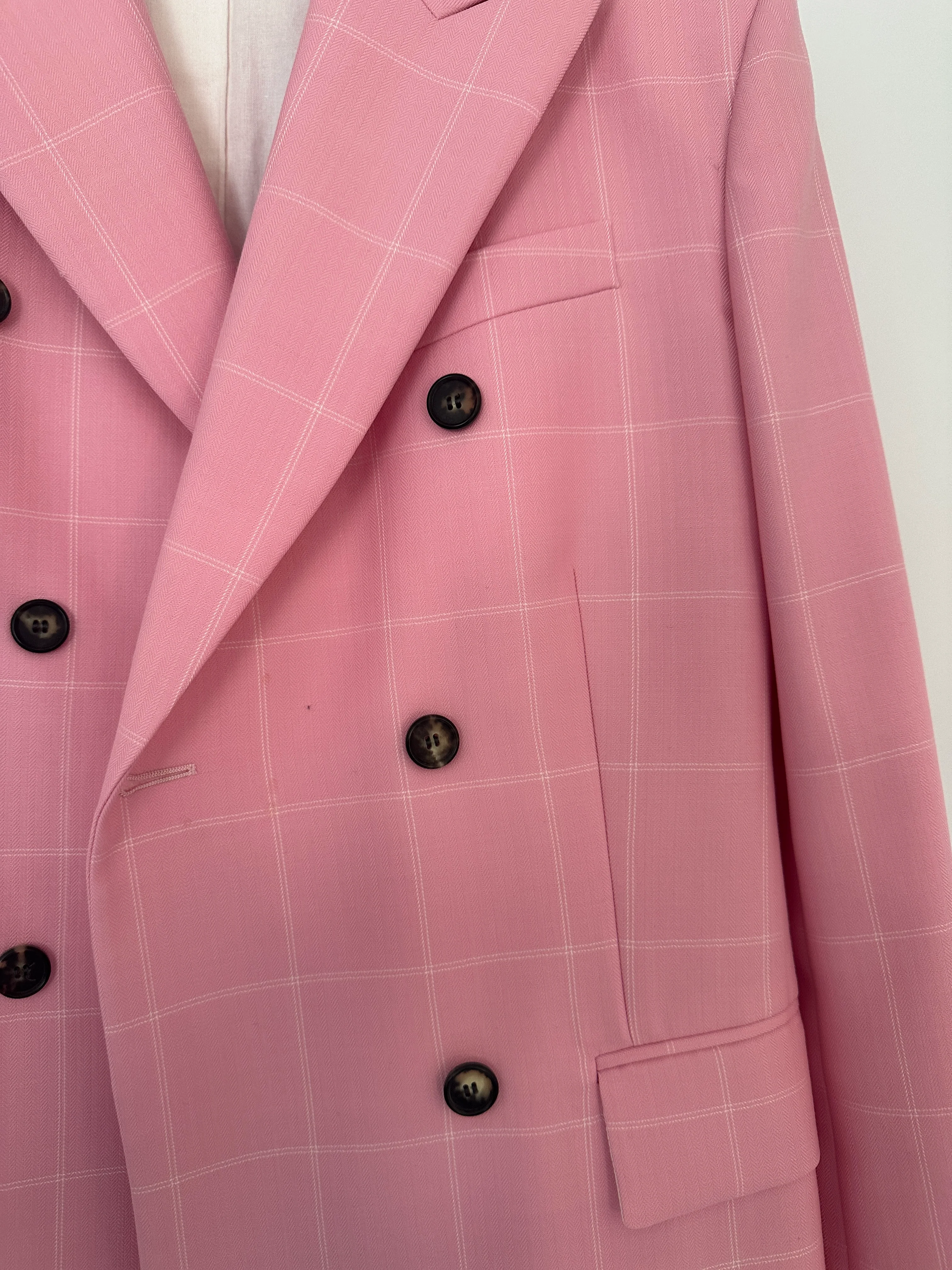 Calvin Klein Candy Pink Check Suit Jacket and Straight Let Trousers Set Size FR 38 (UK 10) - Image 14