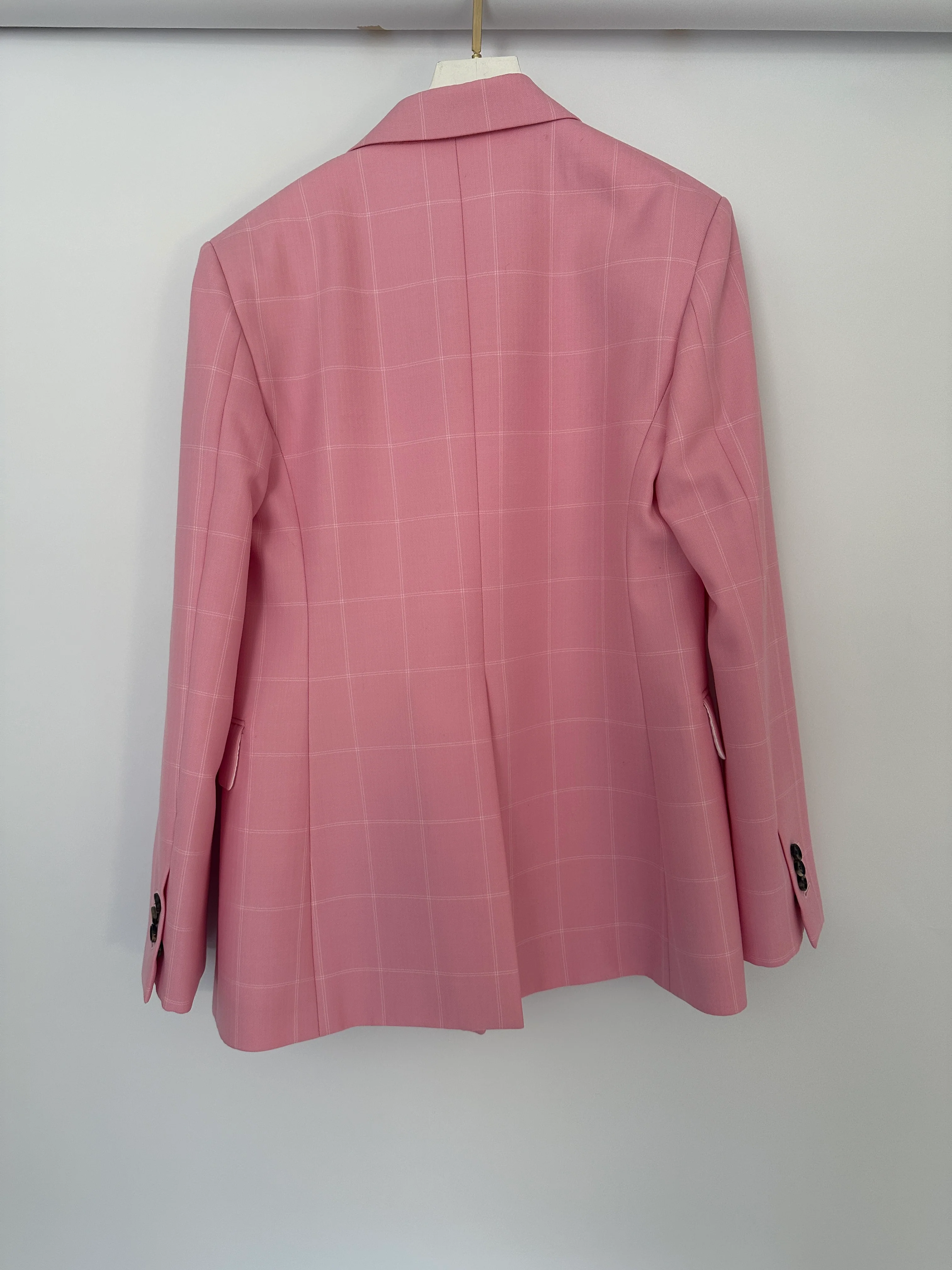 Calvin Klein Candy Pink Check Suit Jacket and Straight Let Trousers Set Size FR 38 (UK 10) - Image 15
