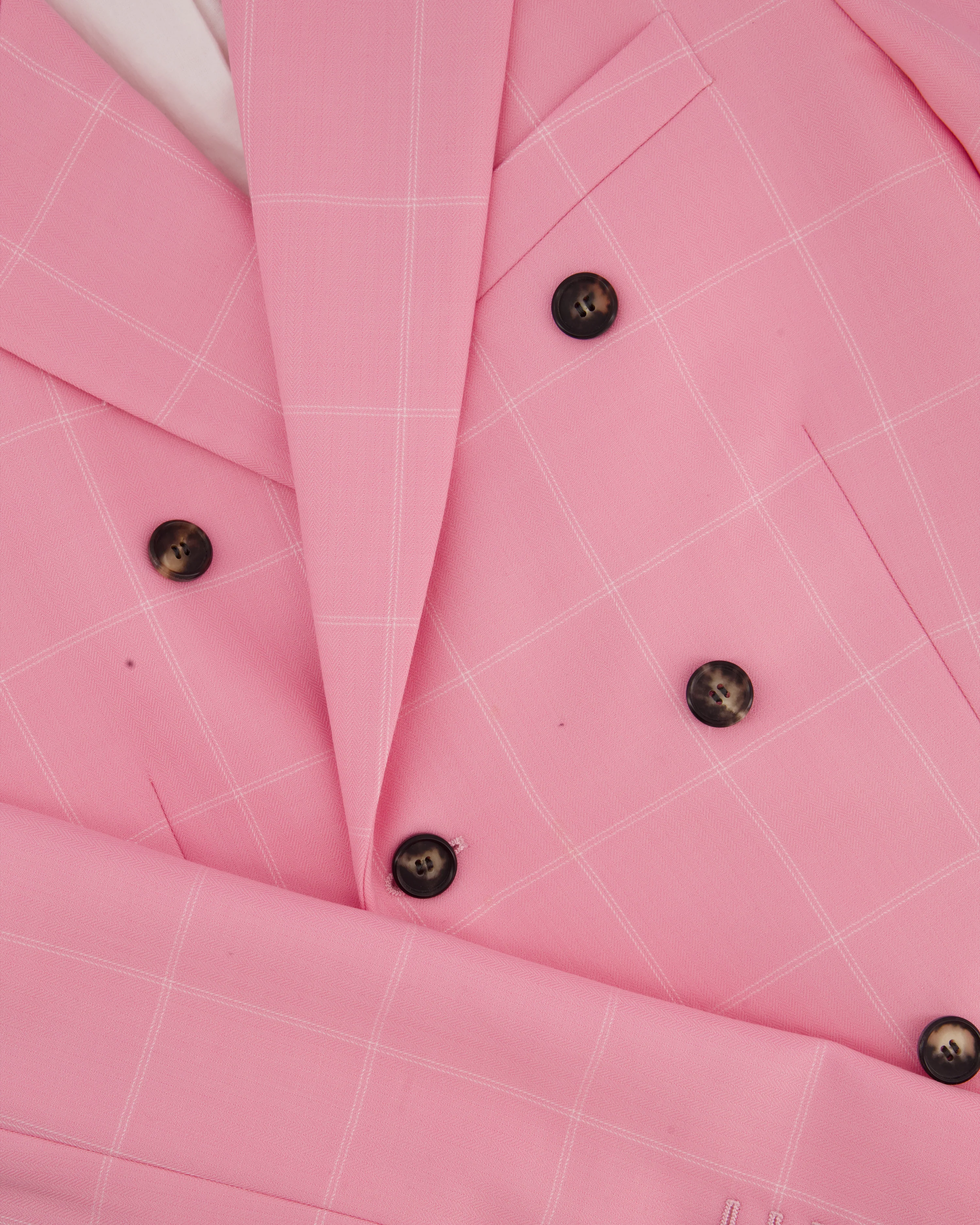 Calvin Klein Candy Pink Check Suit Jacket and Straight Let Trousers Set Size FR 38 (UK 10) - Image 7