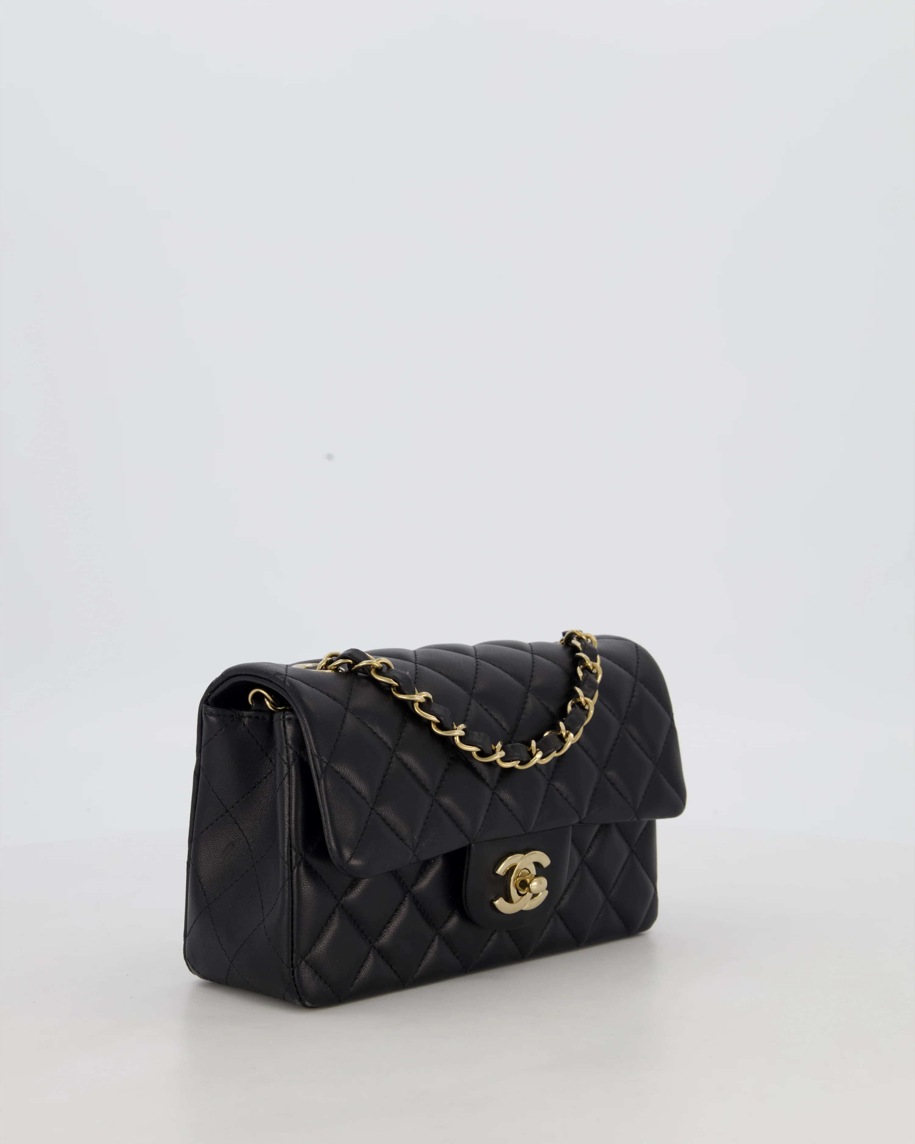 Chanel Black Mini Rectangular Flap Bag in Lambskin Leather with Gold Hardware - Image 4