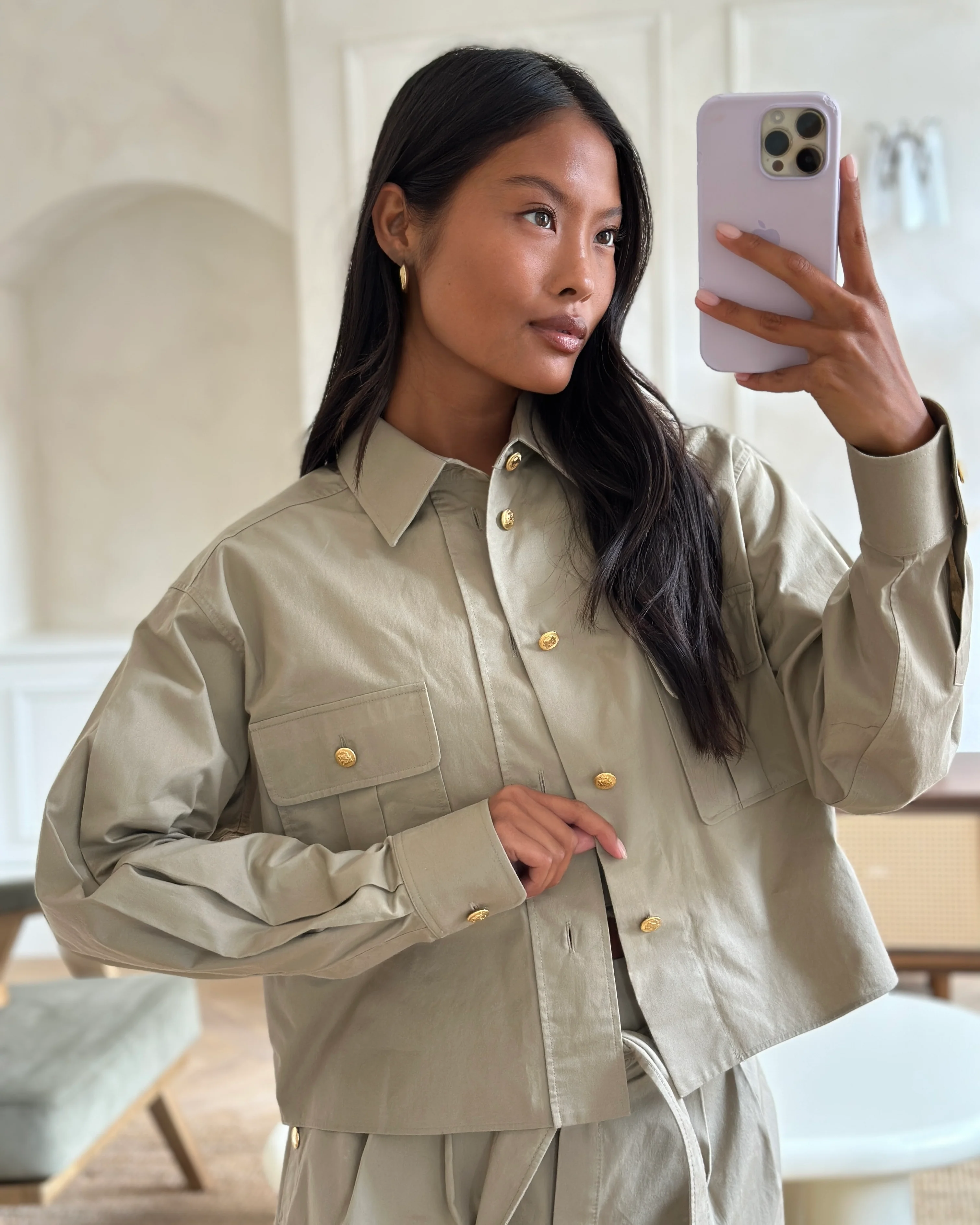 Celine Beige Military Jacket with Matching Top and Skirt Size FR 34/36 (UK 6/8) - Image 11
