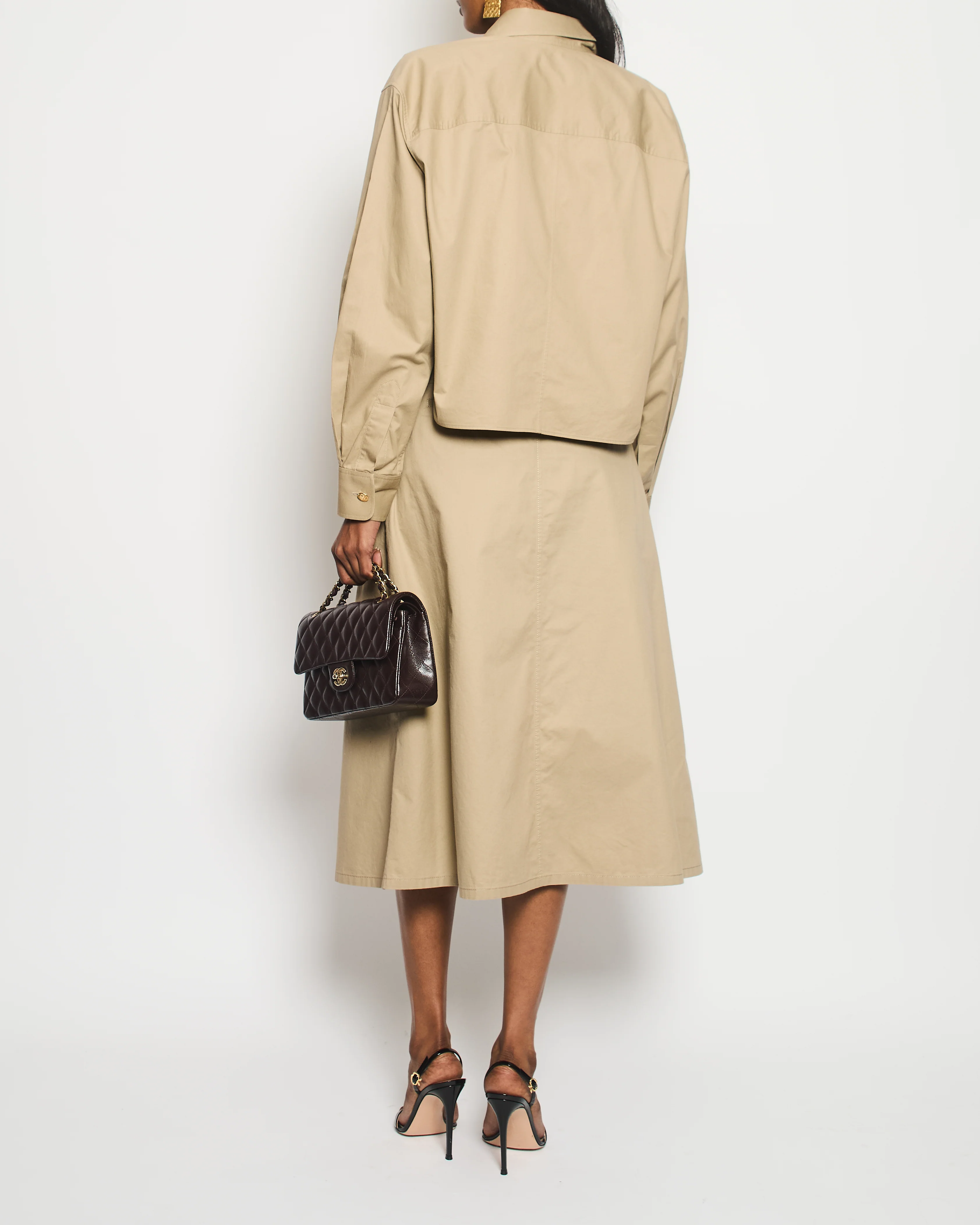 Celine Beige Military Jacket with Matching Top and Skirt Size FR 34/36 (UK 6/8) - Image 5