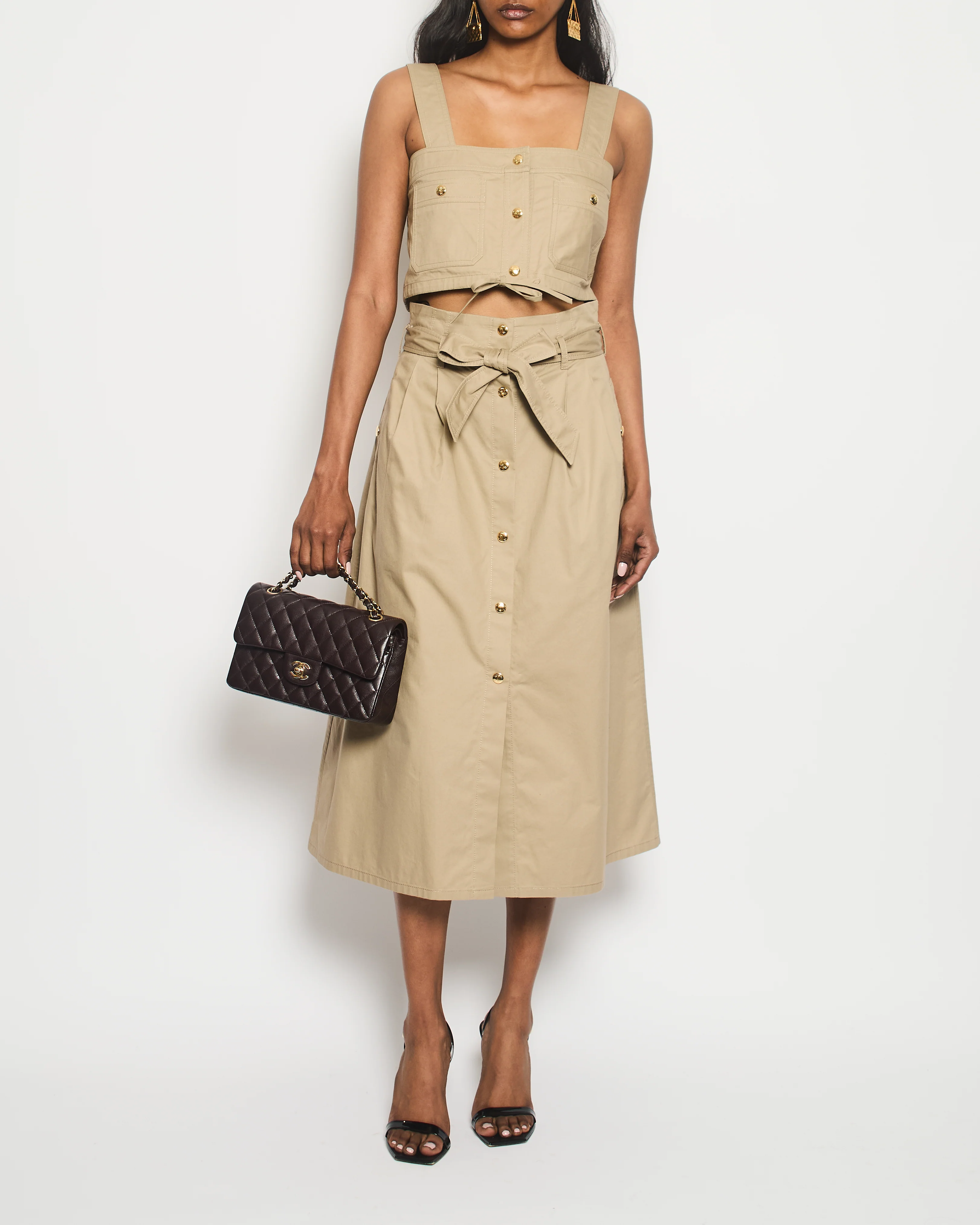 Celine Beige Military Jacket with Matching Top and Skirt Size FR 34/36 (UK 6/8) - Image 6