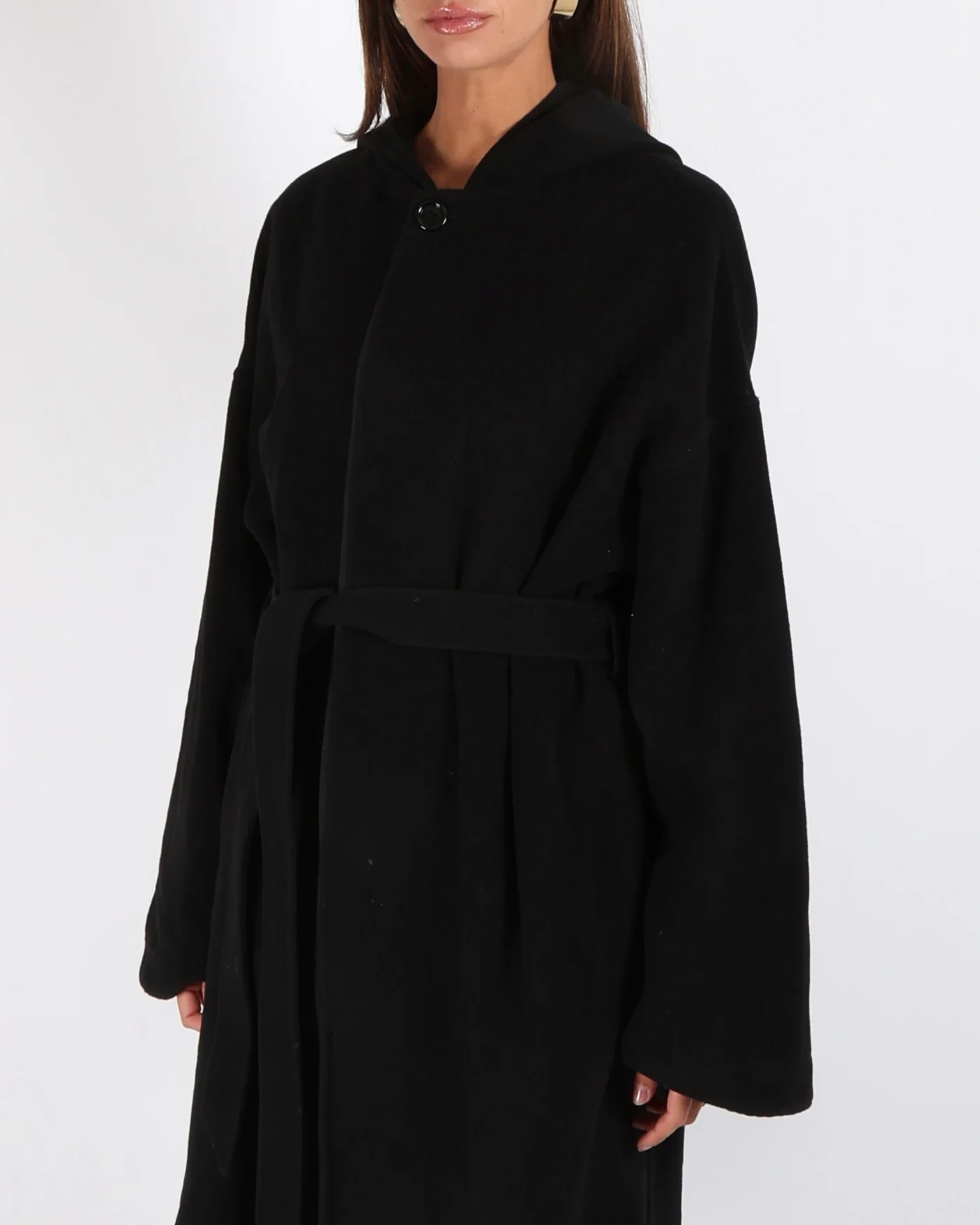Celine Black Cashmere Hooded Coat with Belt Size FR 38 (UK 10) - Image 2