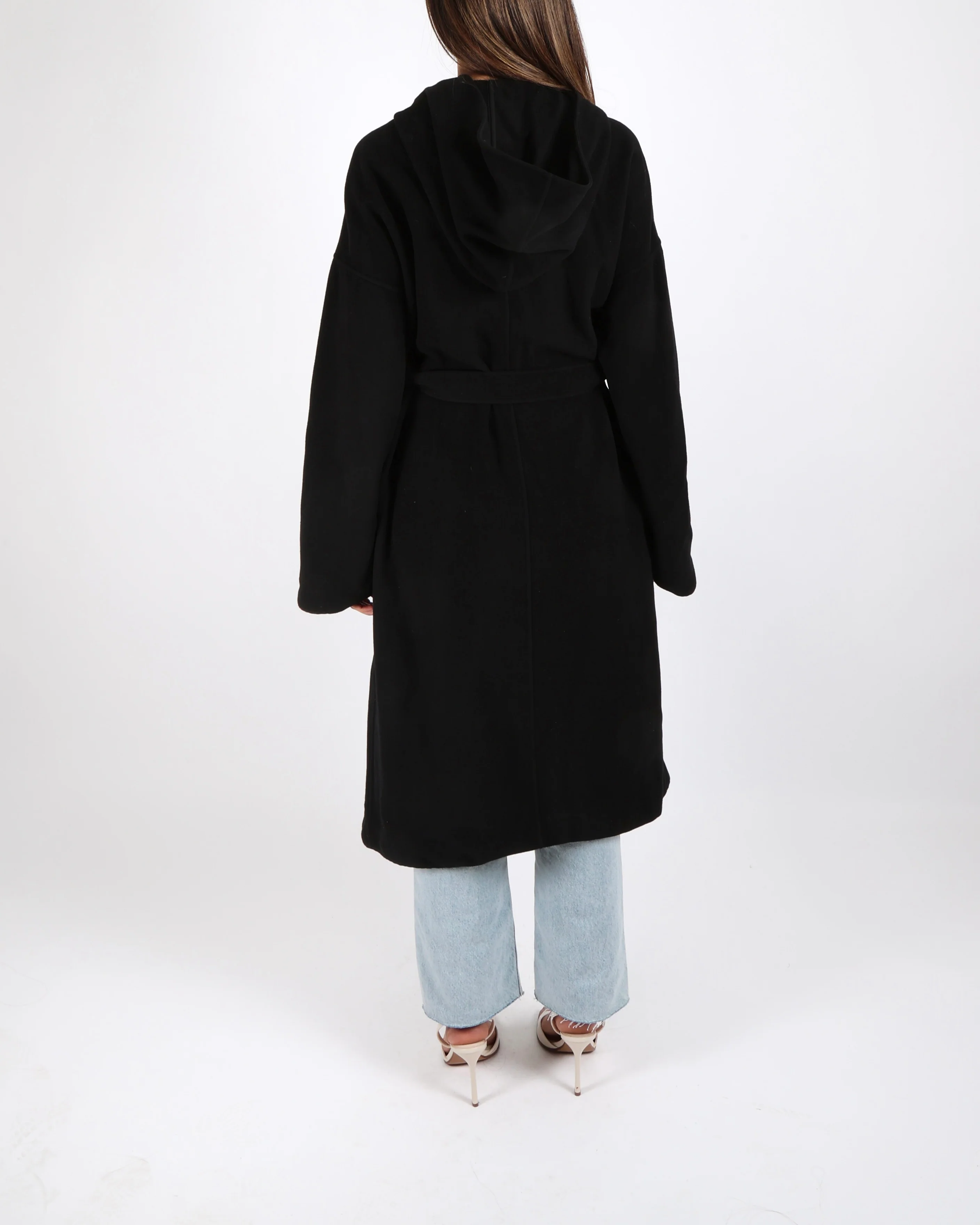 Celine Black Cashmere Hooded Coat with Belt Size FR 38 (UK 10) - Image 3