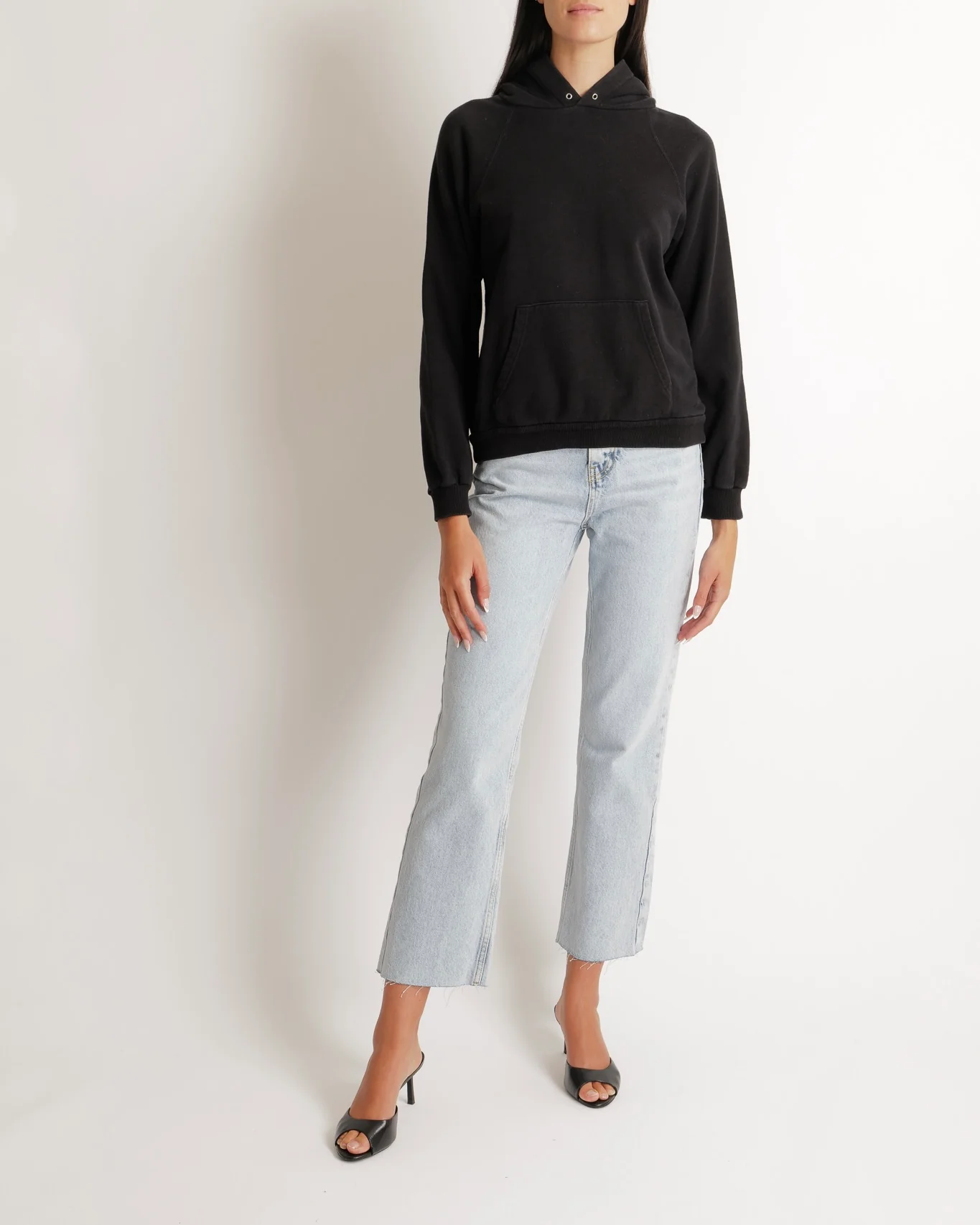 Celine Black Hooded Jumper with White Logo Detail Size L (UK 12) - Image 2
