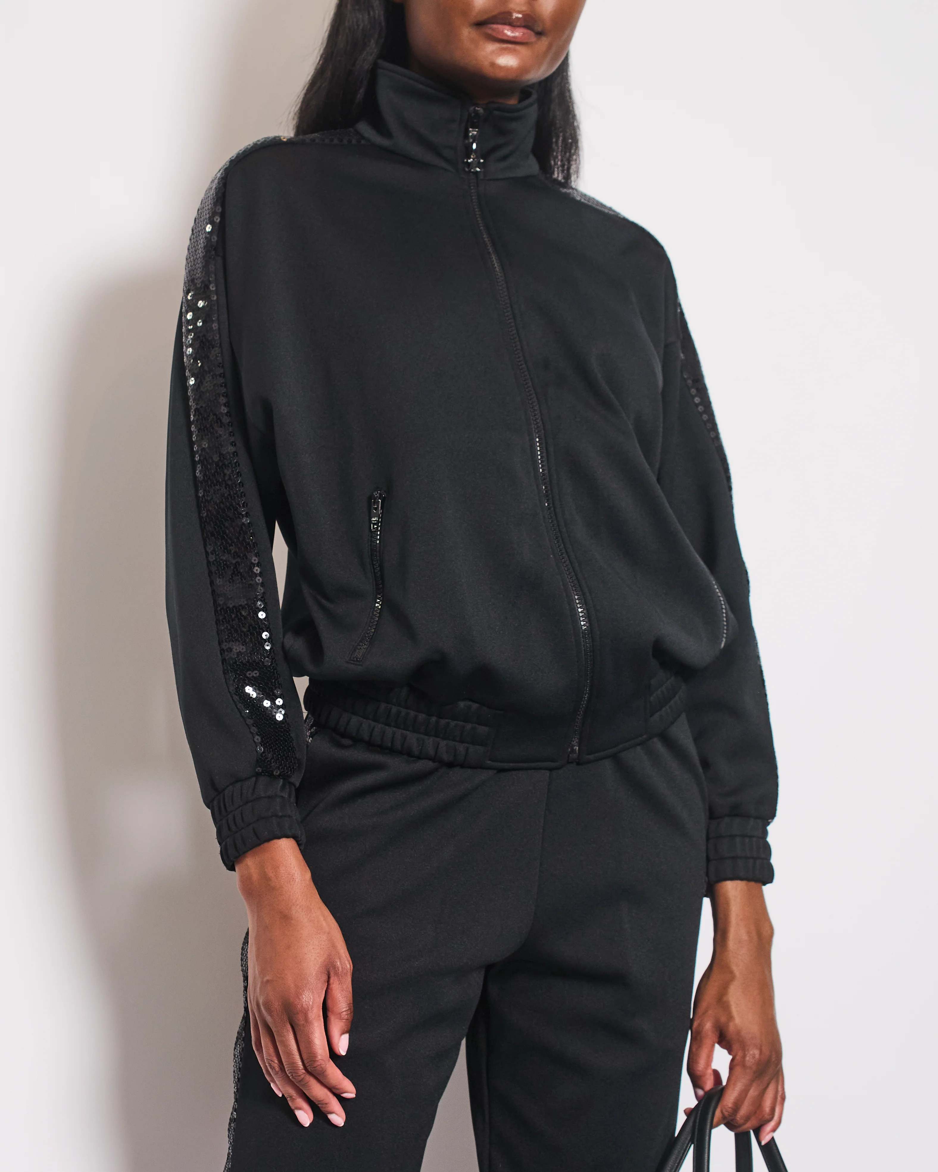Celine Black Sequin Tracksuit Set with Matching Shorts Size FR 34 (UK 6) - Image 3