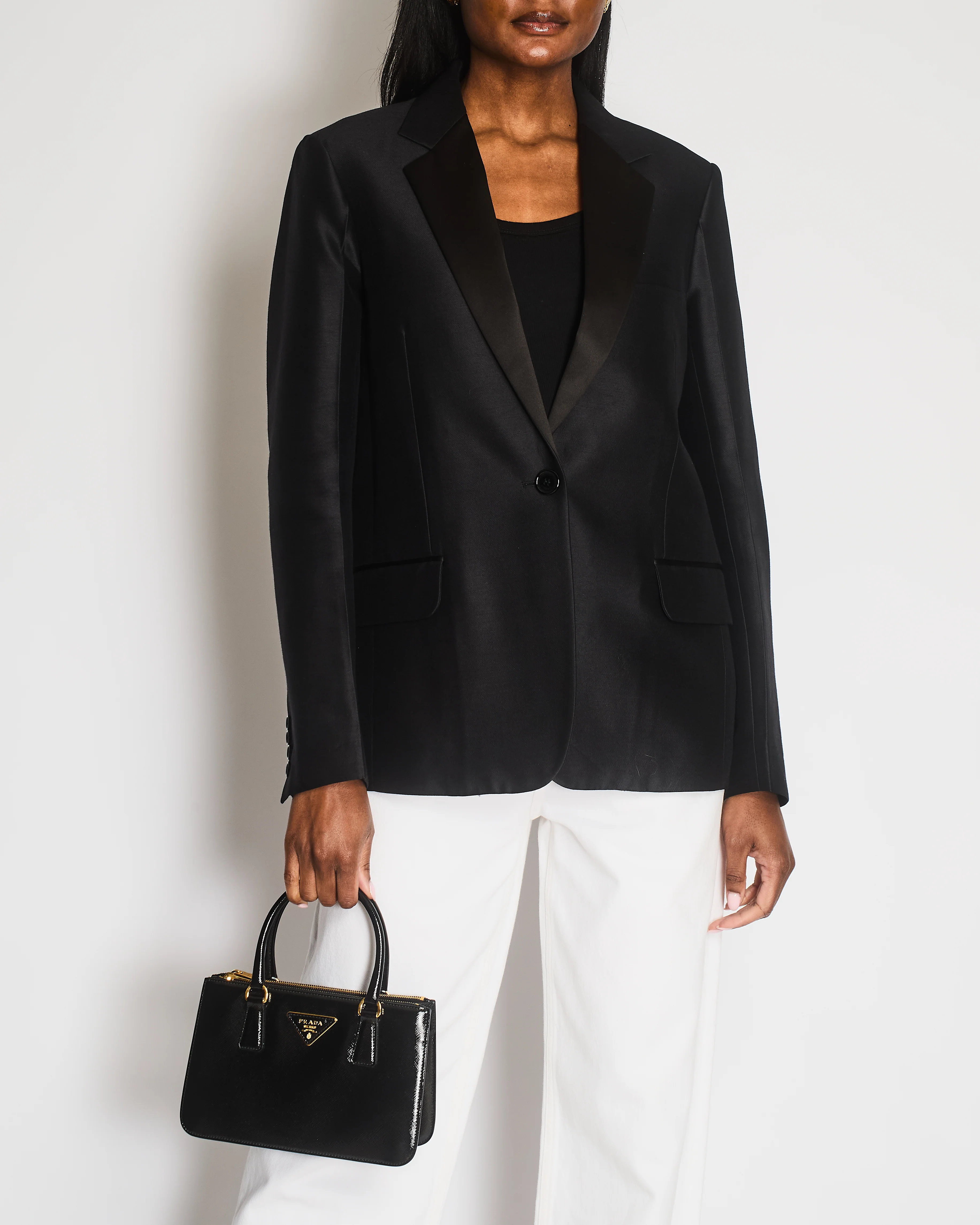 Celine Black Single Breasted Tuxedo Blazer Size FR 42 (UK 14)