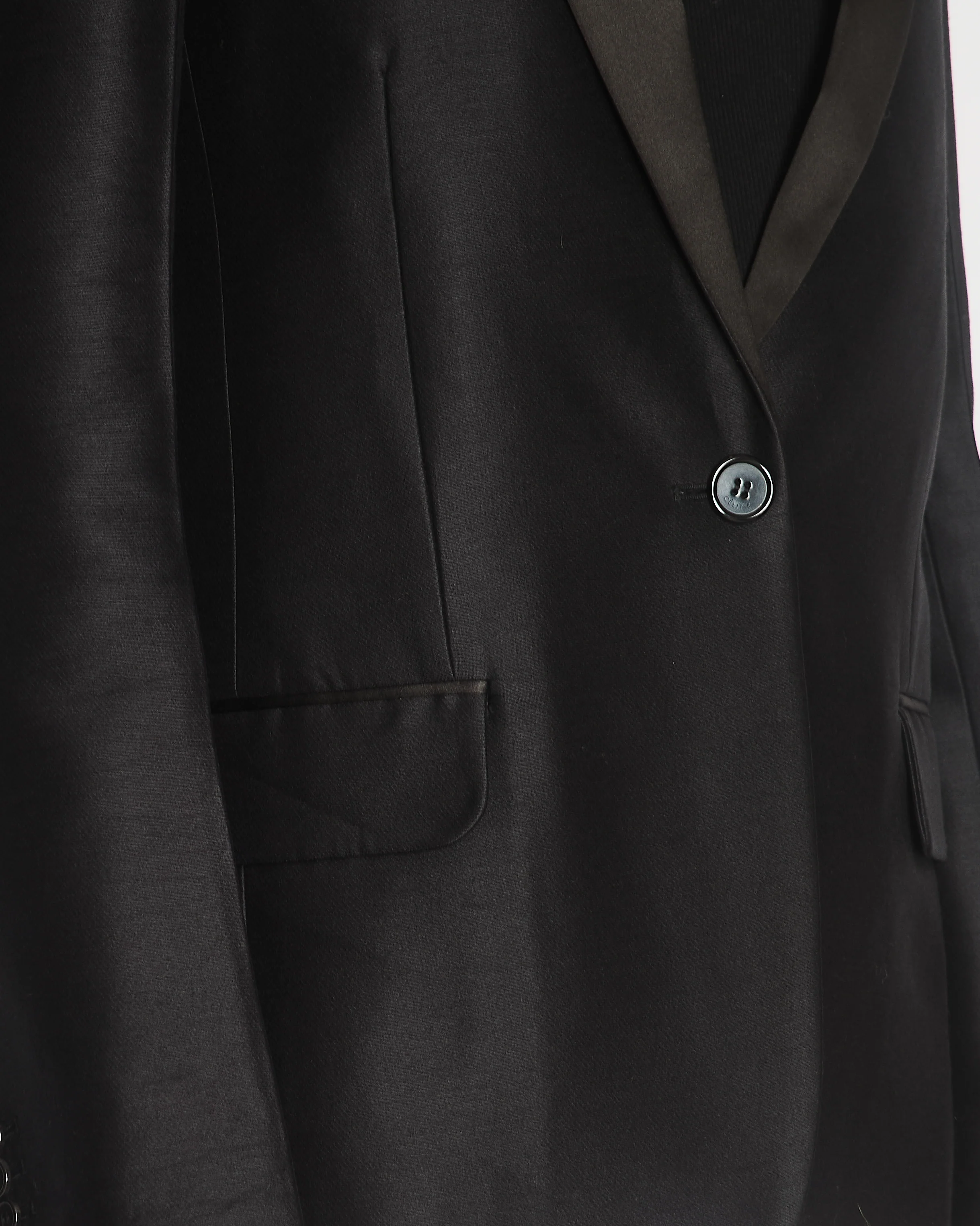 Celine Black Single Breasted Tuxedo Blazer Size FR 42 (UK 14) - Image 4