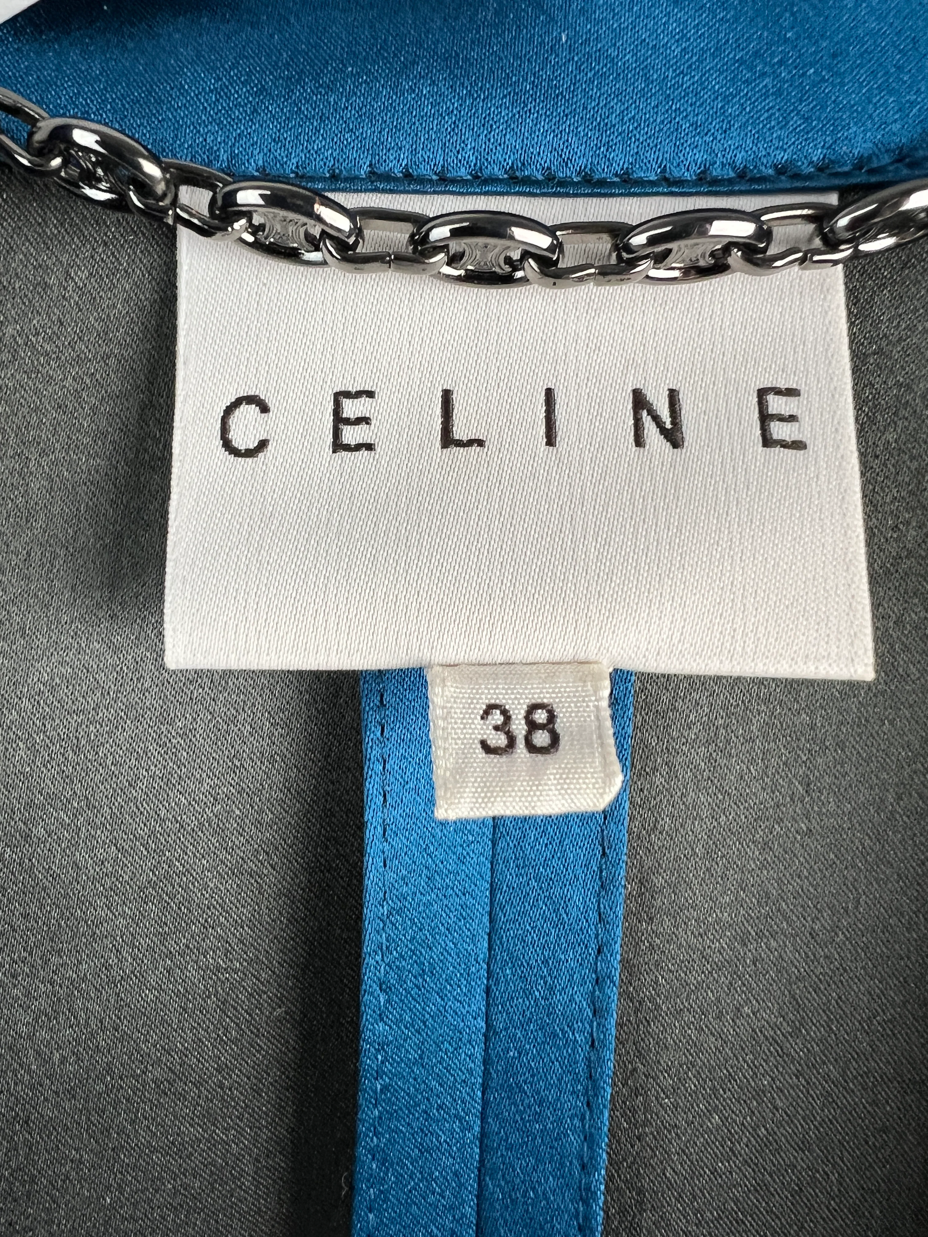Celine Blue Silk Overcoat with Belt FR 38 (UK 10) - Image 14
