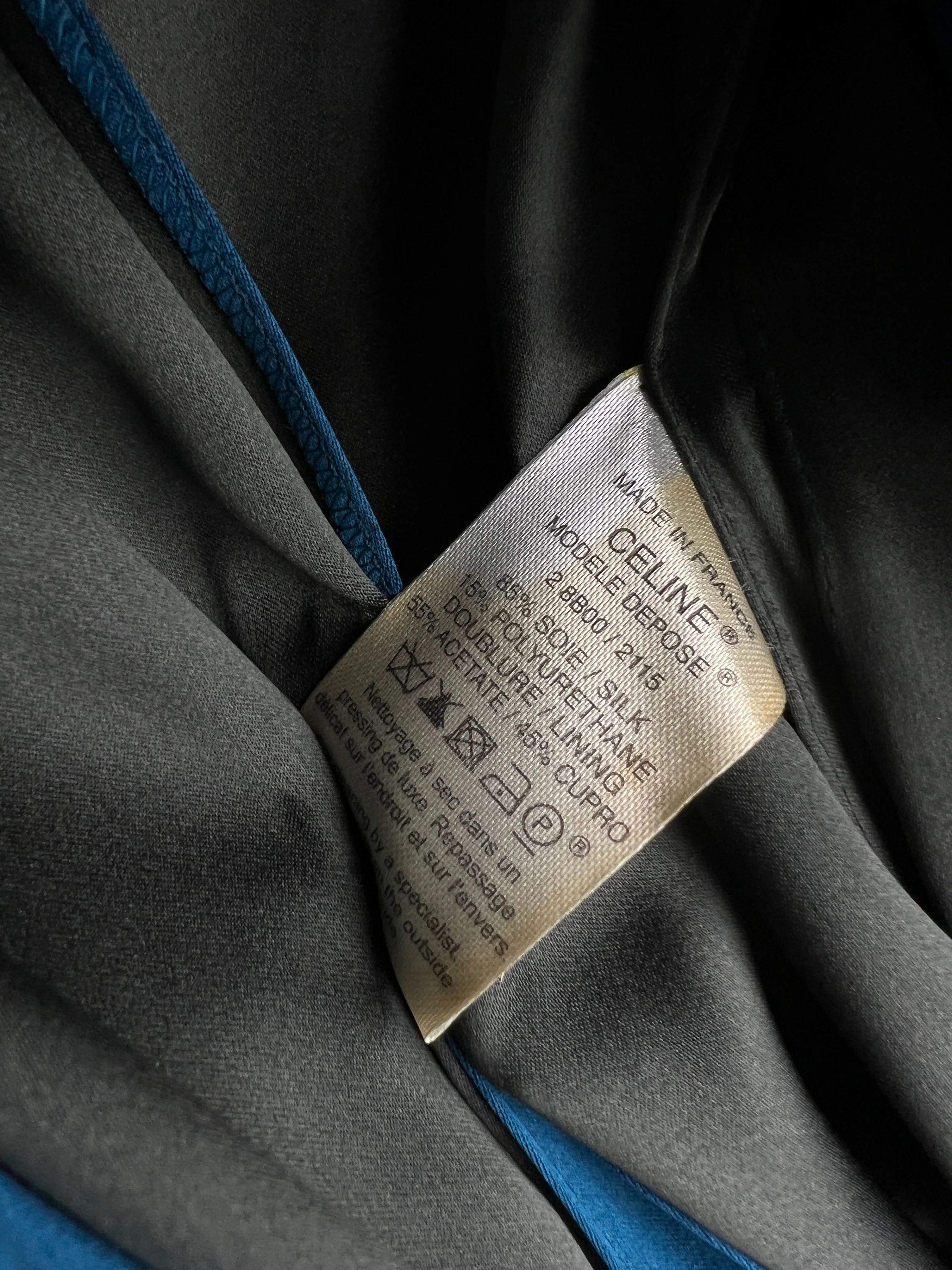 Celine Blue Silk Overcoat with Belt FR 38 (UK 10) - Image 15