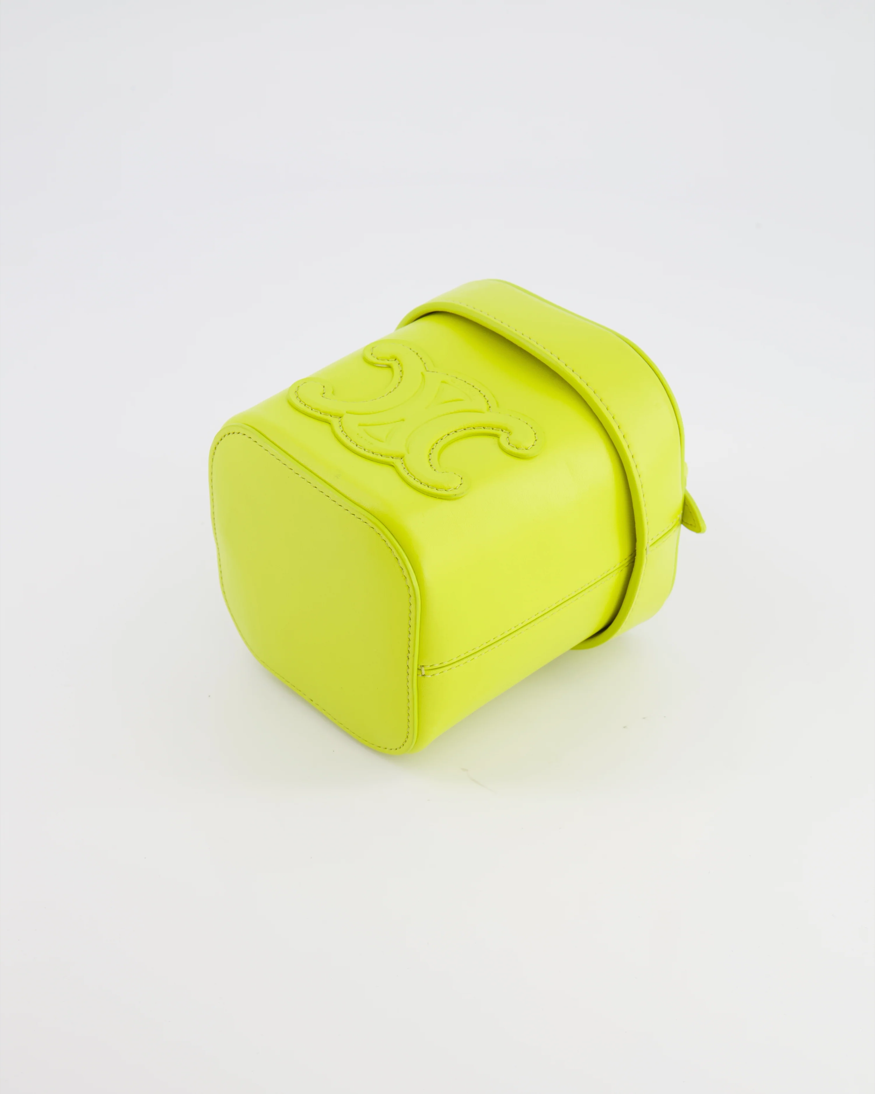 Celine Lime Yellow Leather Small Box Cuir Triomphe Bag - Image 20