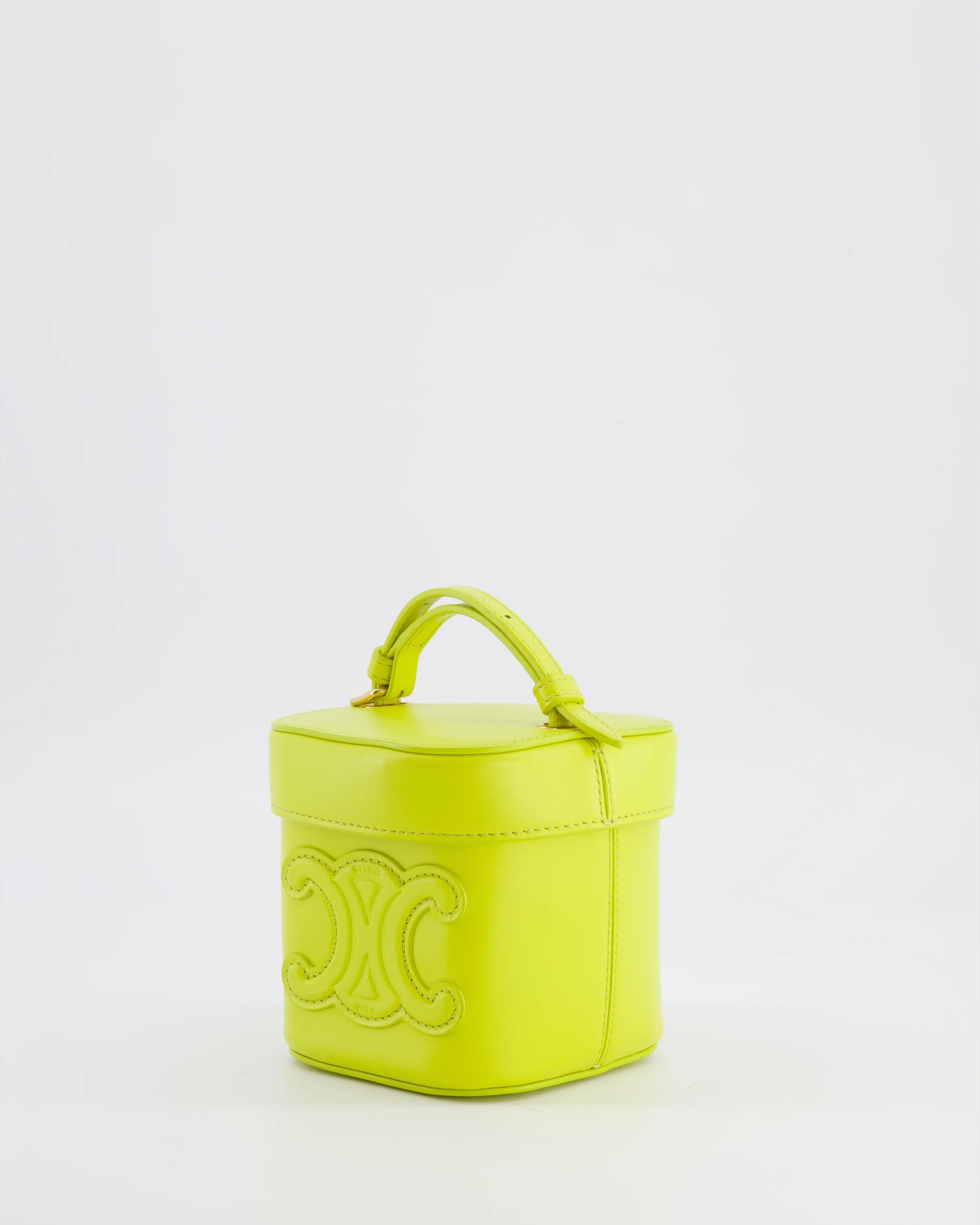 Celine Lime Yellow Leather Small Box Cuir Triomphe Bag - Image 5