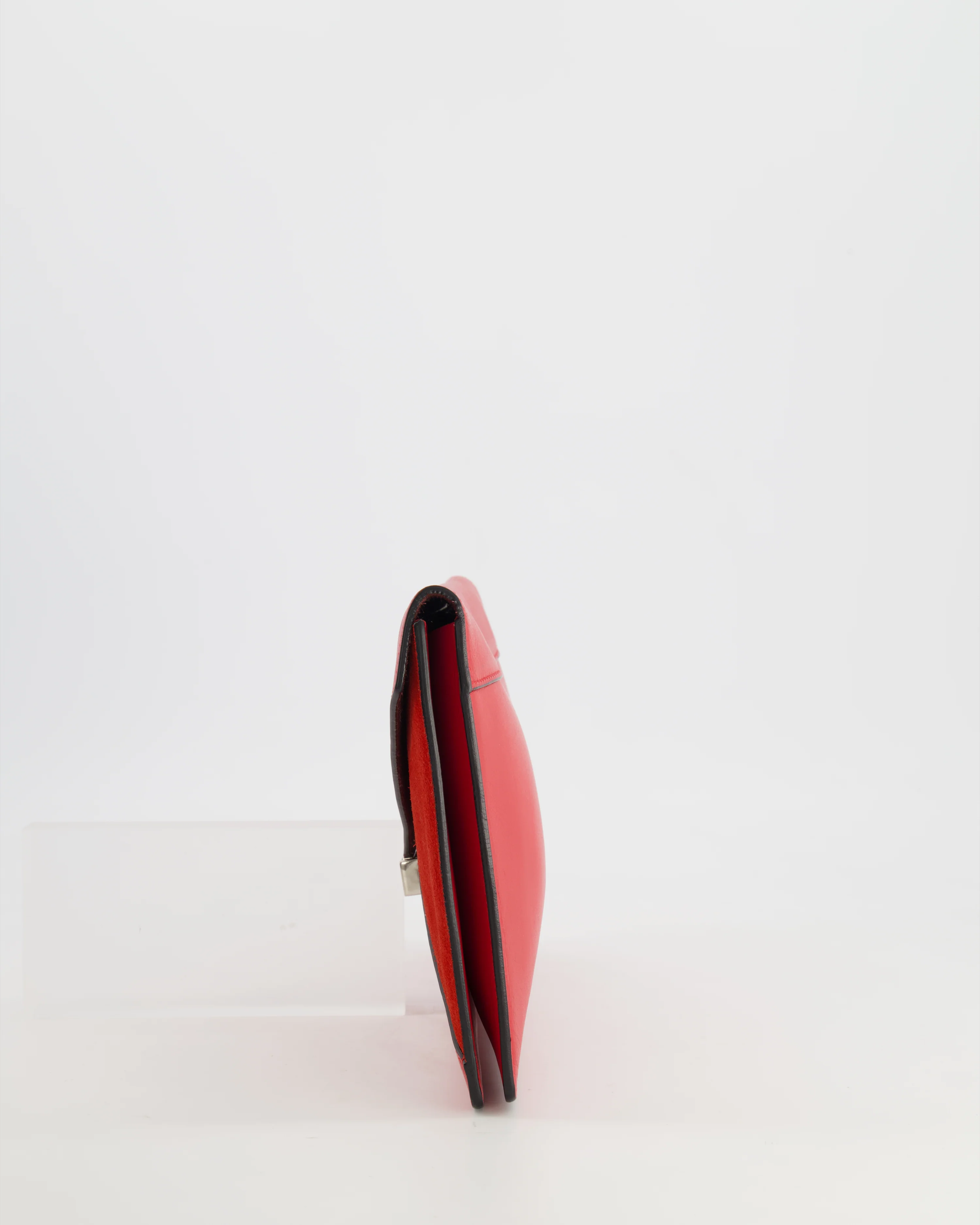 Celine Red Leather and Suede Envelope Pouch Bag with Silver Hardware - Image 7