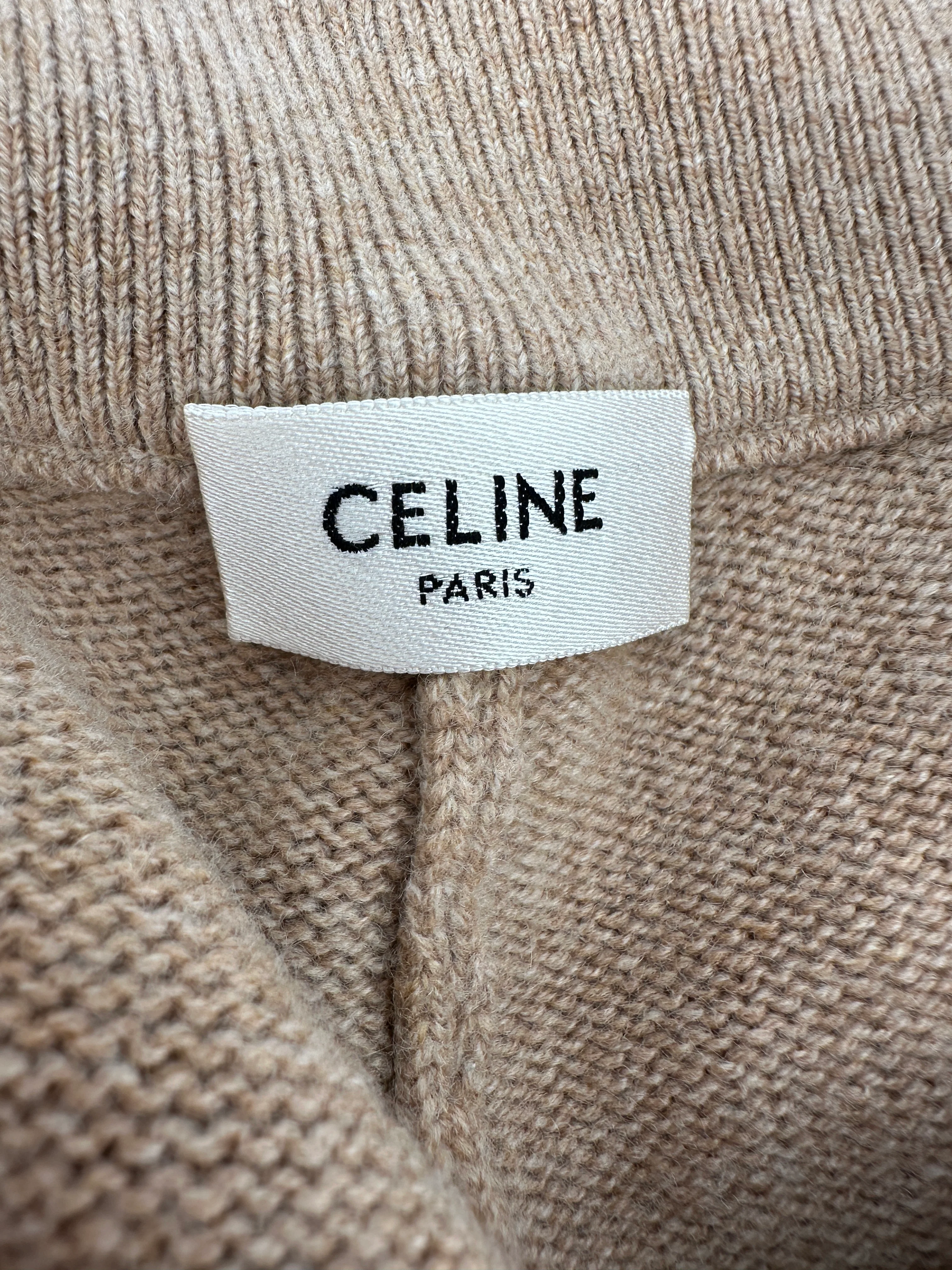 Celine Tan Cashmere Joggers with Cuffed Hems and Logo Tie Size S (UK 8) - Image 10