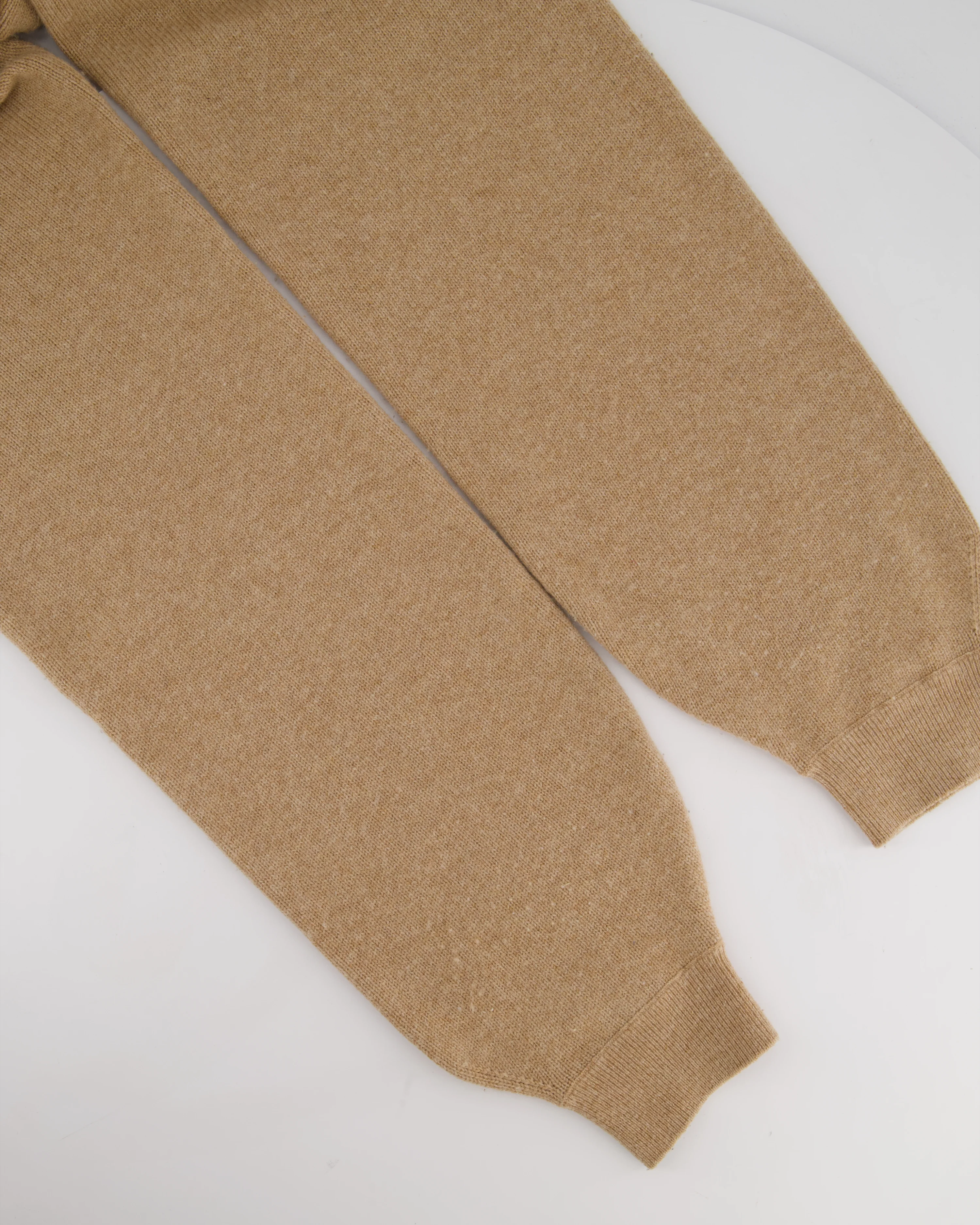 Celine Tan Cashmere Joggers with Cuffed Hems and Logo Tie Size S (UK 8) - Image 3
