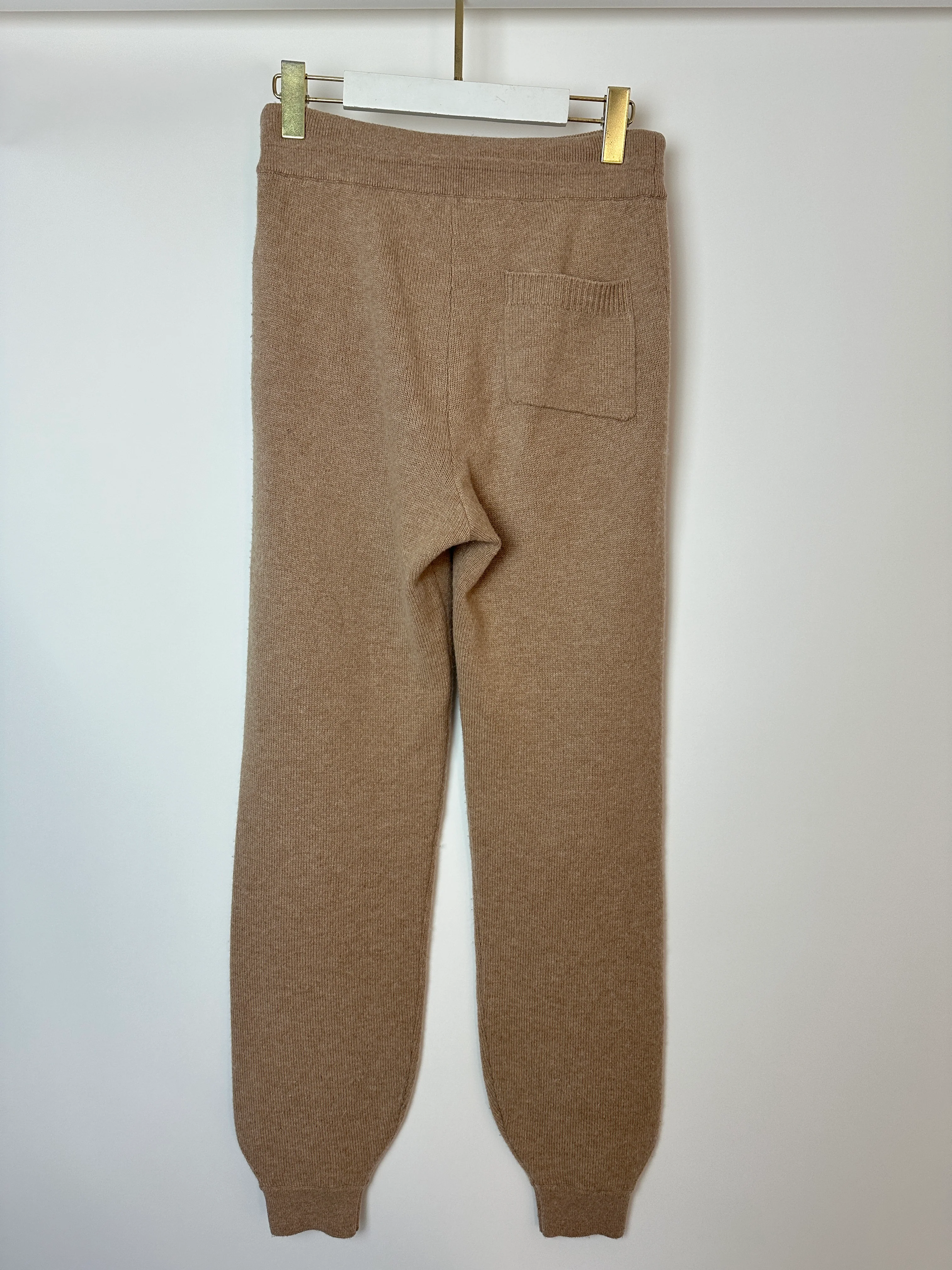 Celine Tan Cashmere Joggers with Cuffed Hems and Logo Tie Size S (UK 8) - Image 7