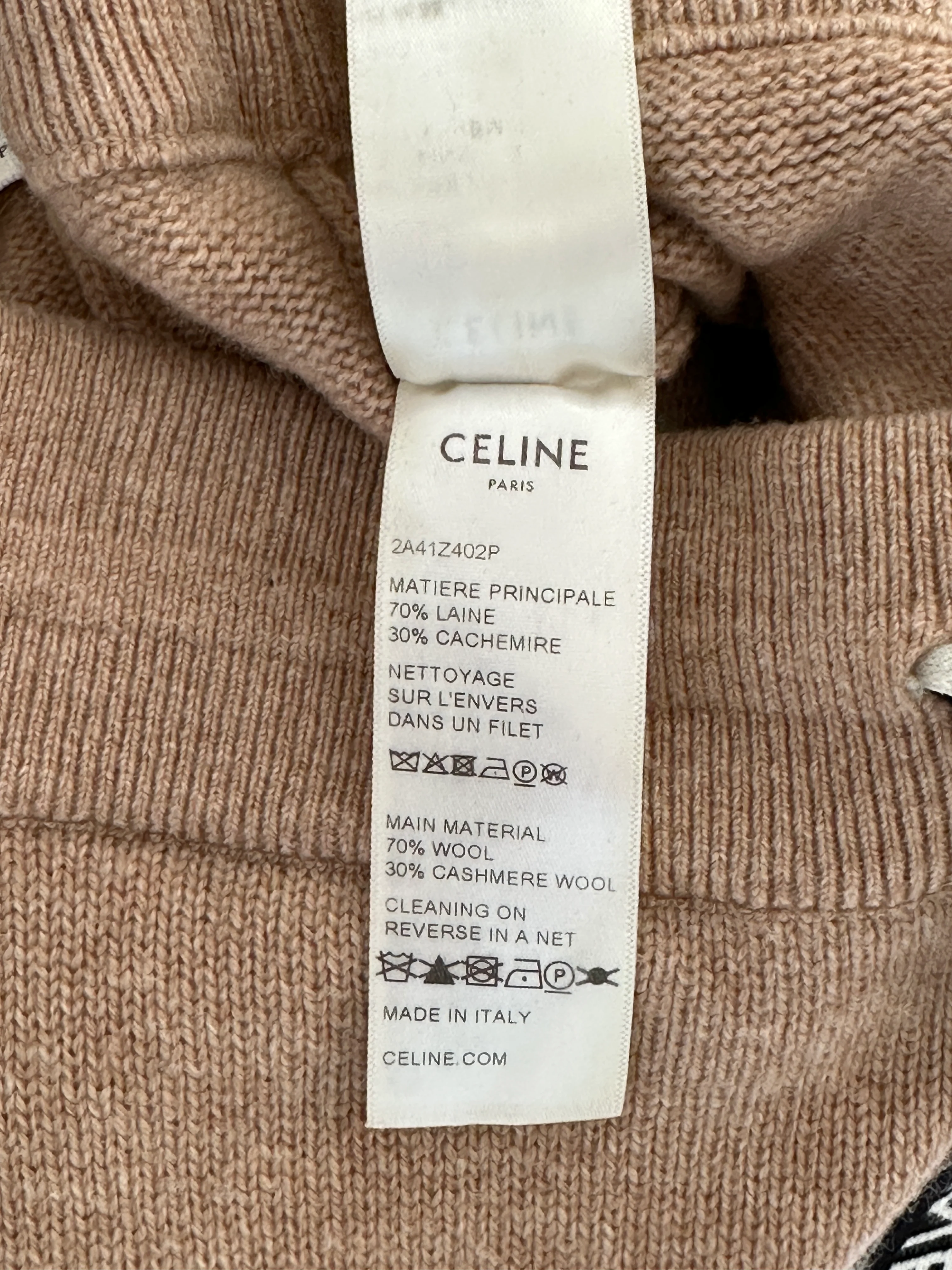 Celine Tan Cashmere Joggers with Cuffed Hems and Logo Tie Size S (UK 8) - Image 9