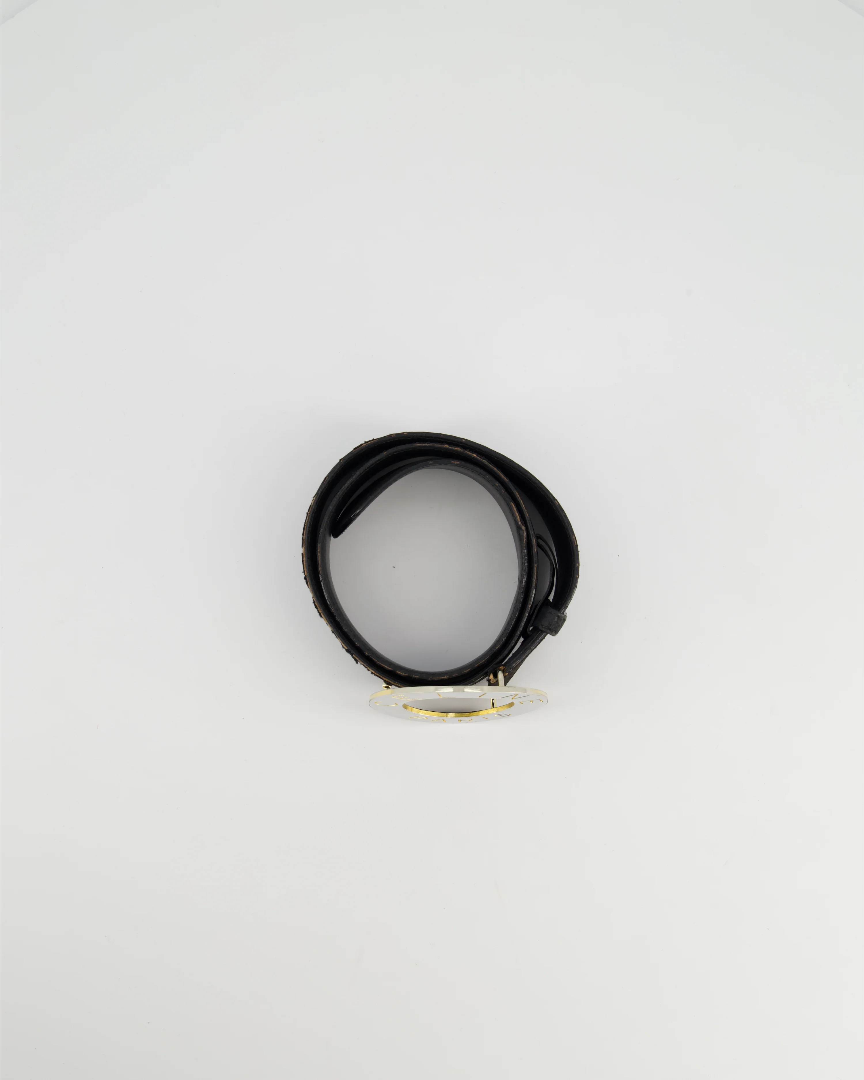 Celine Vintage Black Suede Wide Belt With Large Silver Logo Buckle Size 70cm - Image 3