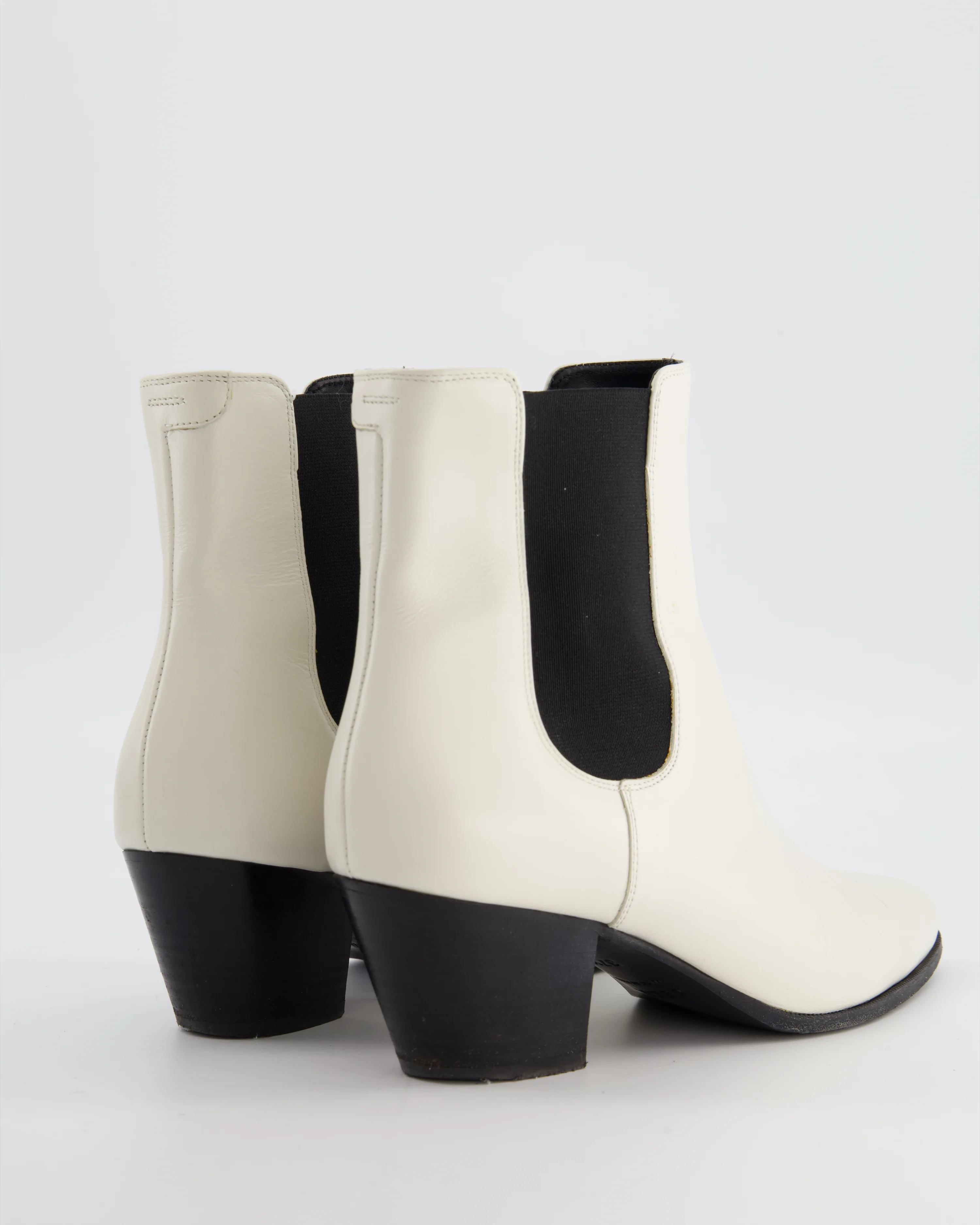 Celine White Pointed Boots with Black Detail Size EU 37.5 - Image 3