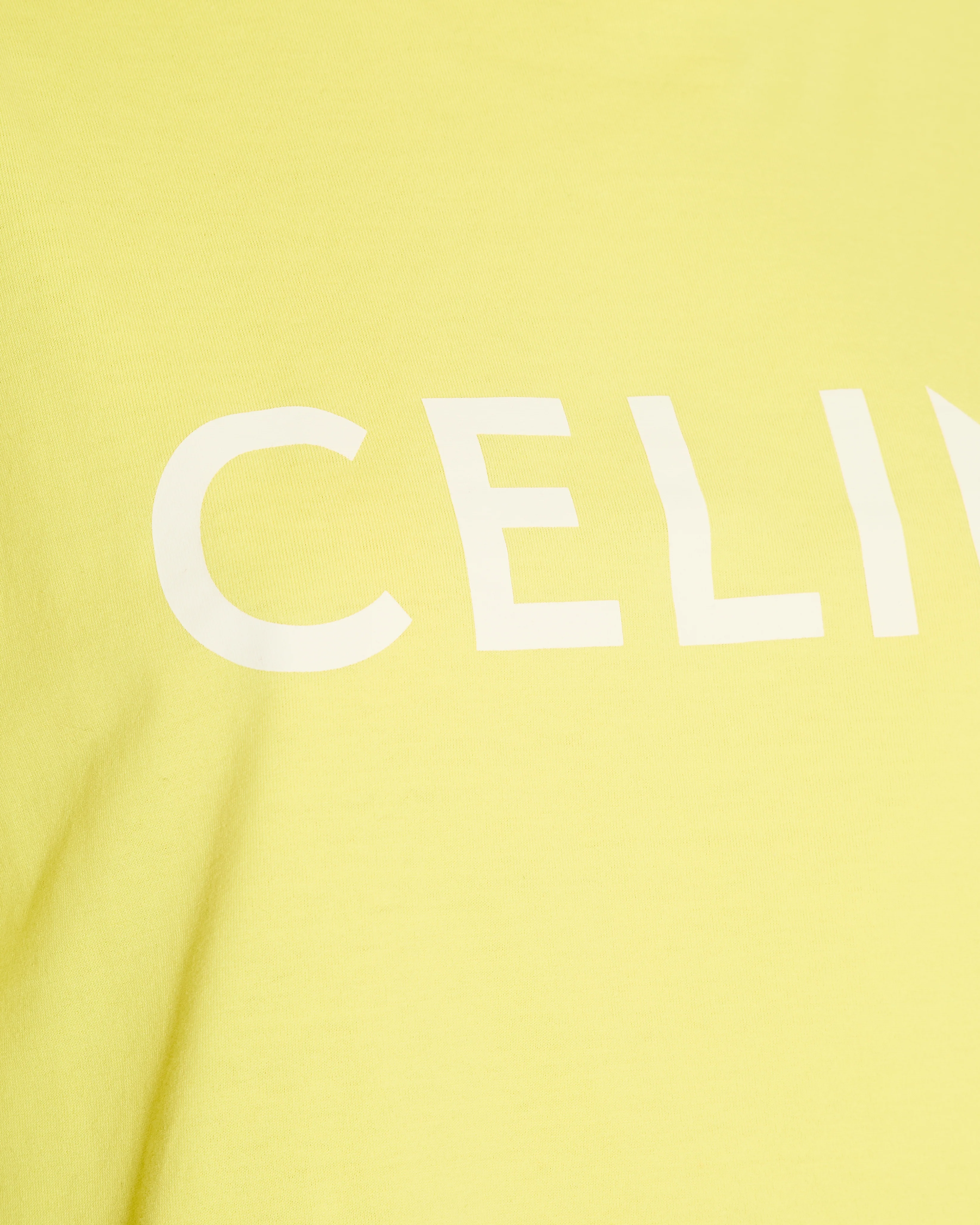 Celine Yellow Cropped Logo T-Shirt Size M (UK 8/10) - Image 4