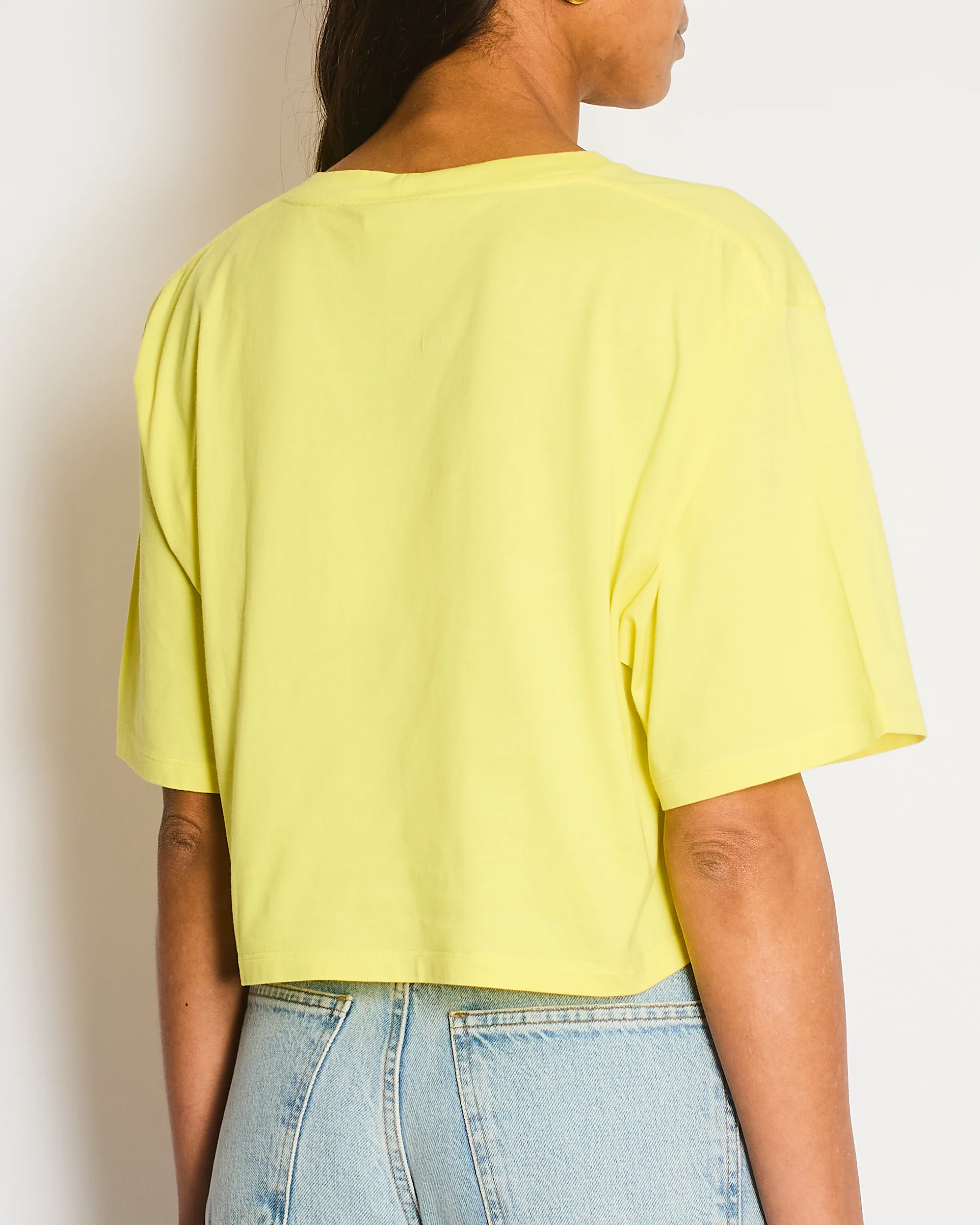 Celine Yellow Cropped Logo T-Shirt Size M (UK 8/10) - Image 5