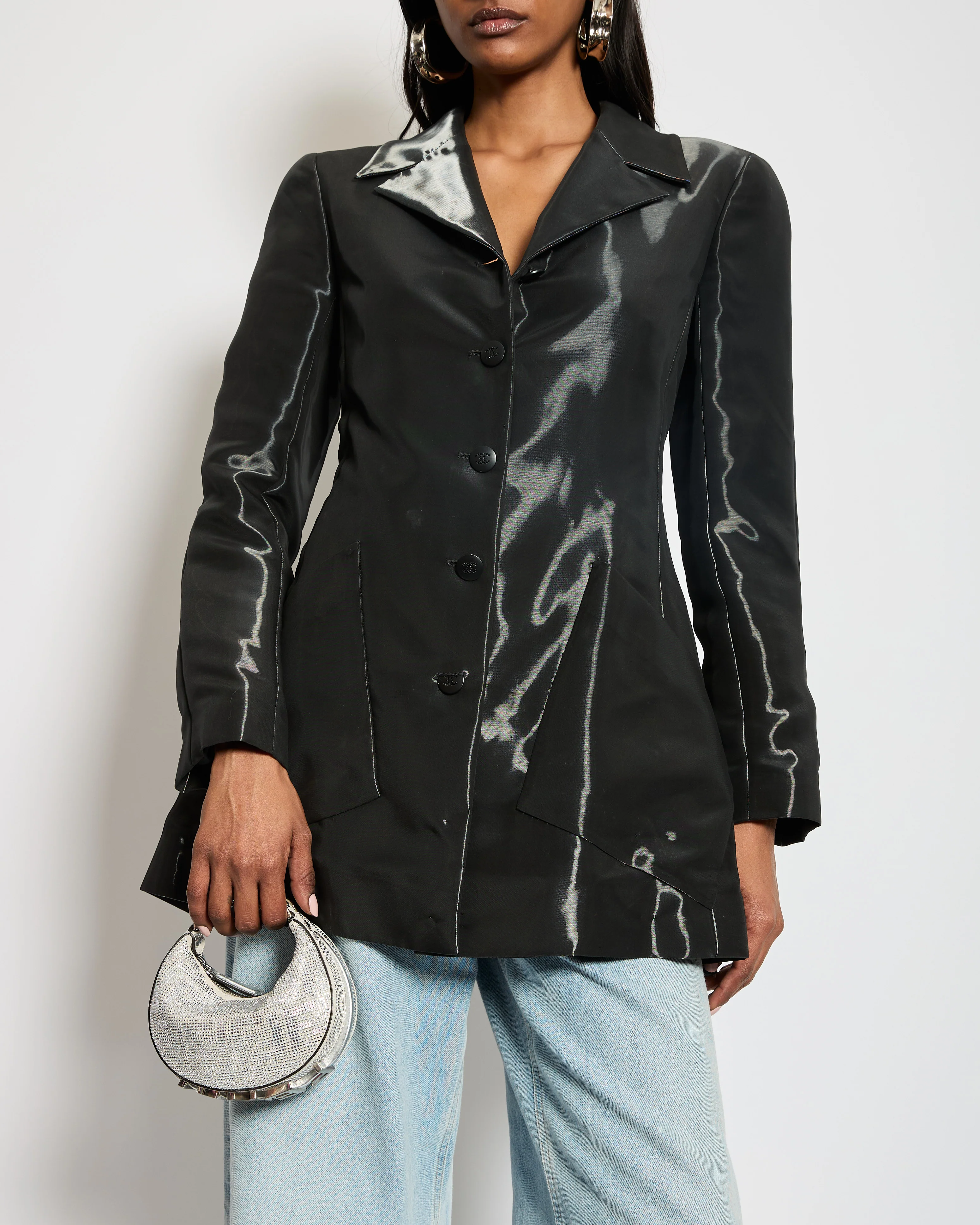 Chanel 00/A Shine Effect Black Blazer Jacket With Black CC Button Detail FR 36 (UK 8) - Image 2