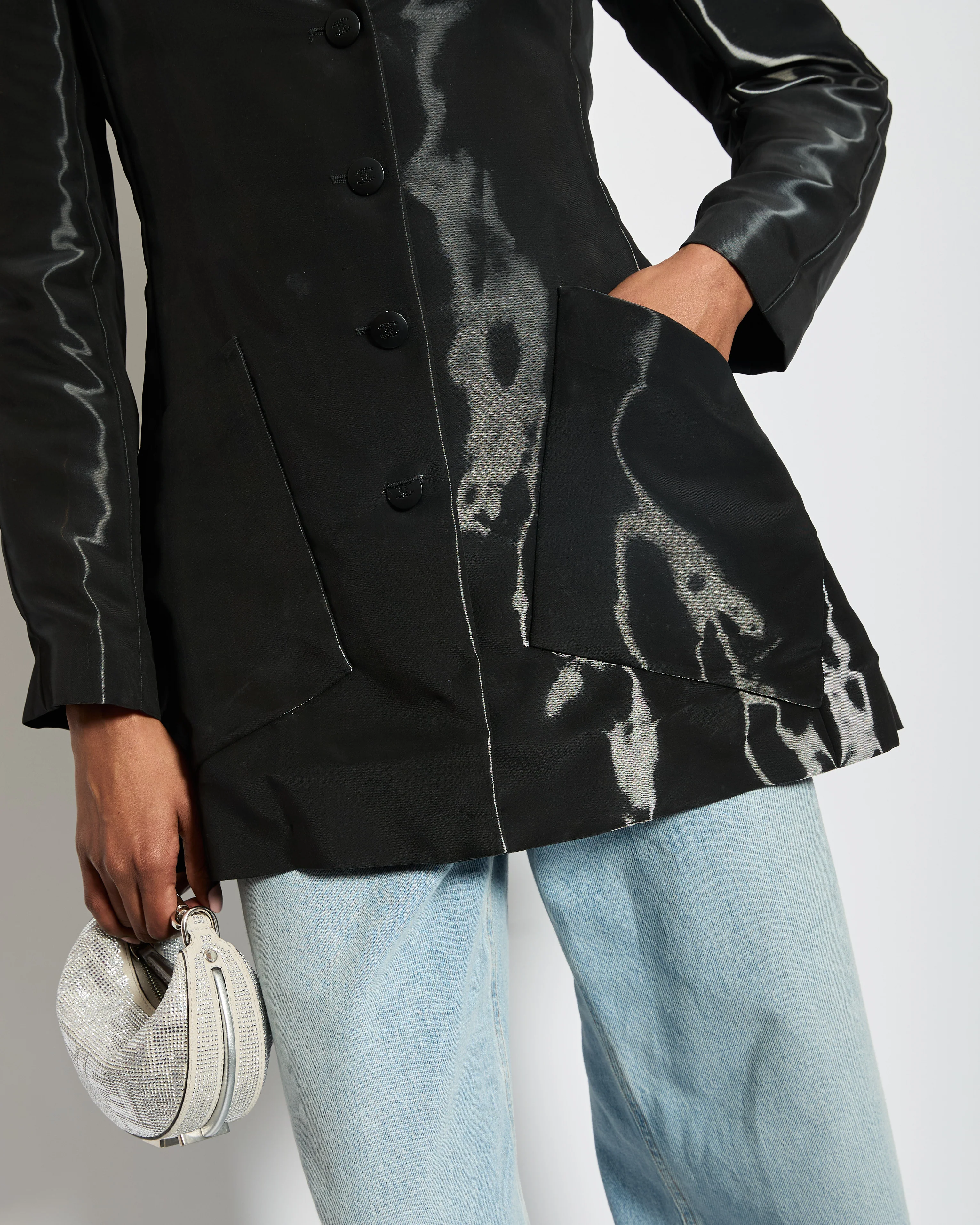 Chanel 00/A Shine Effect Black Blazer Jacket With Black CC Button Detail FR 36 (UK 8) - Image 4