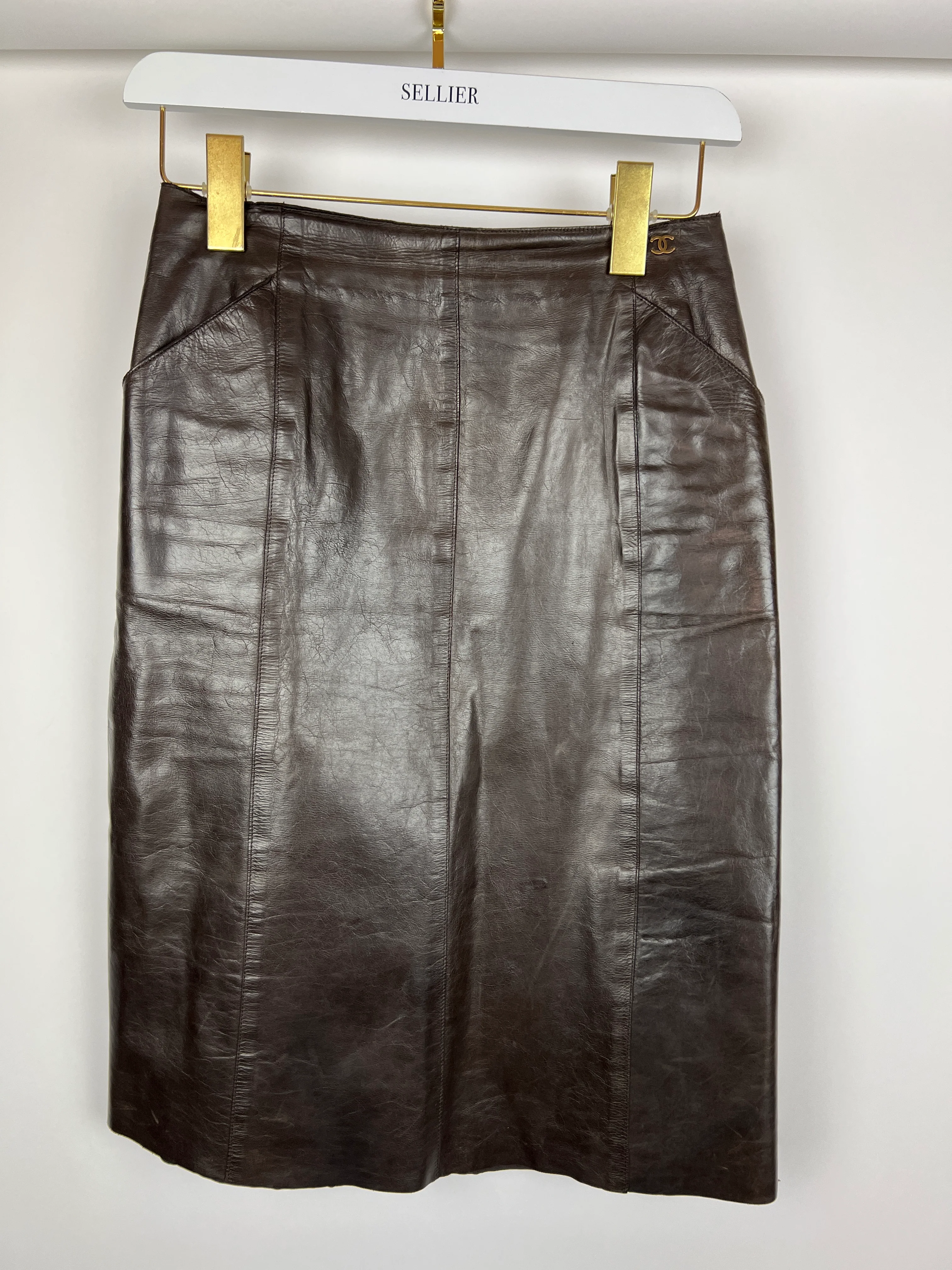 Chanel 02/A Leather Jacket and Pencil Skirt Set Size FR 38 (UK 10) - Image 7