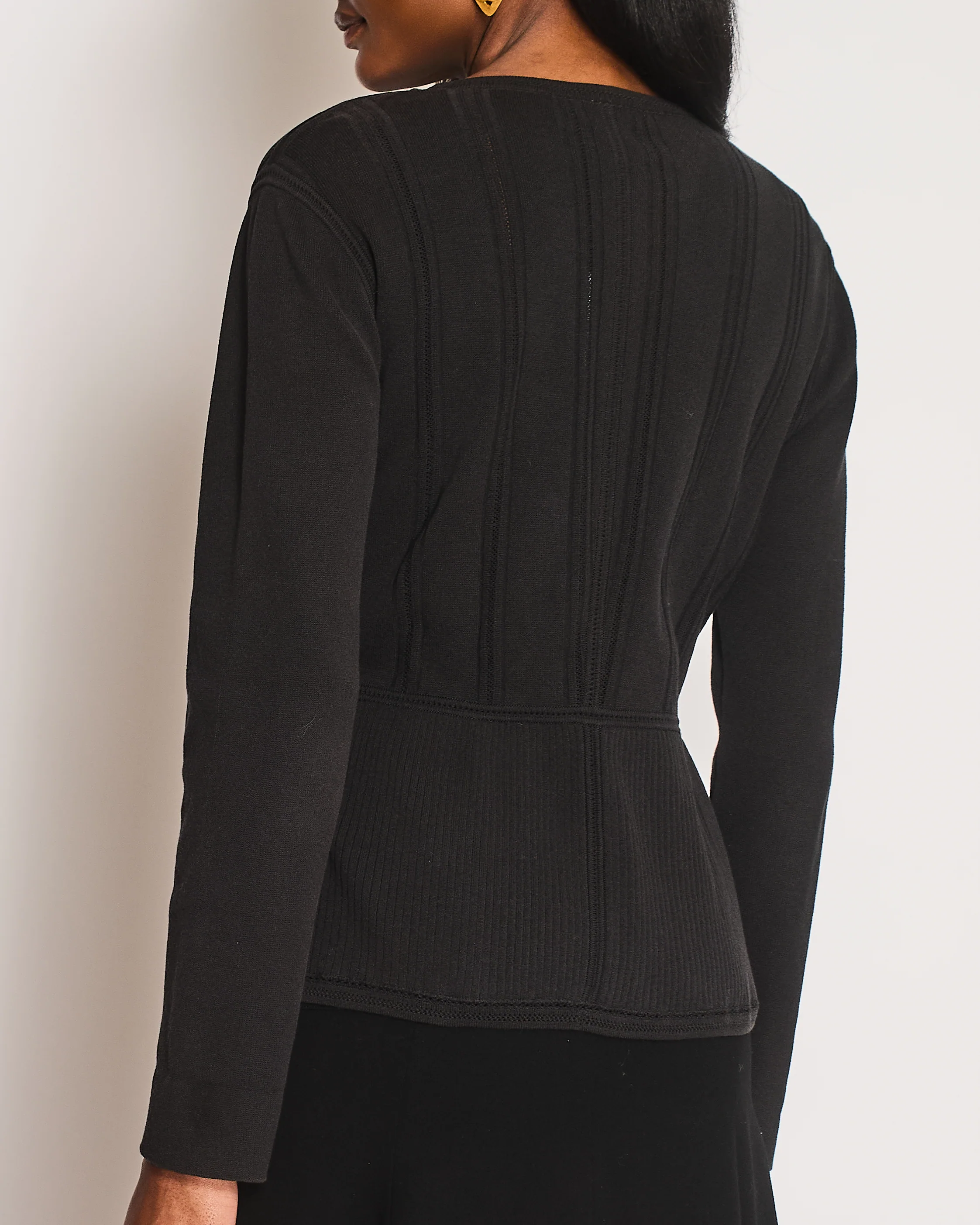Chanel 03/P Washed Black Knitted CC Cardigan Size FR 46 (UK 18) - Image 4