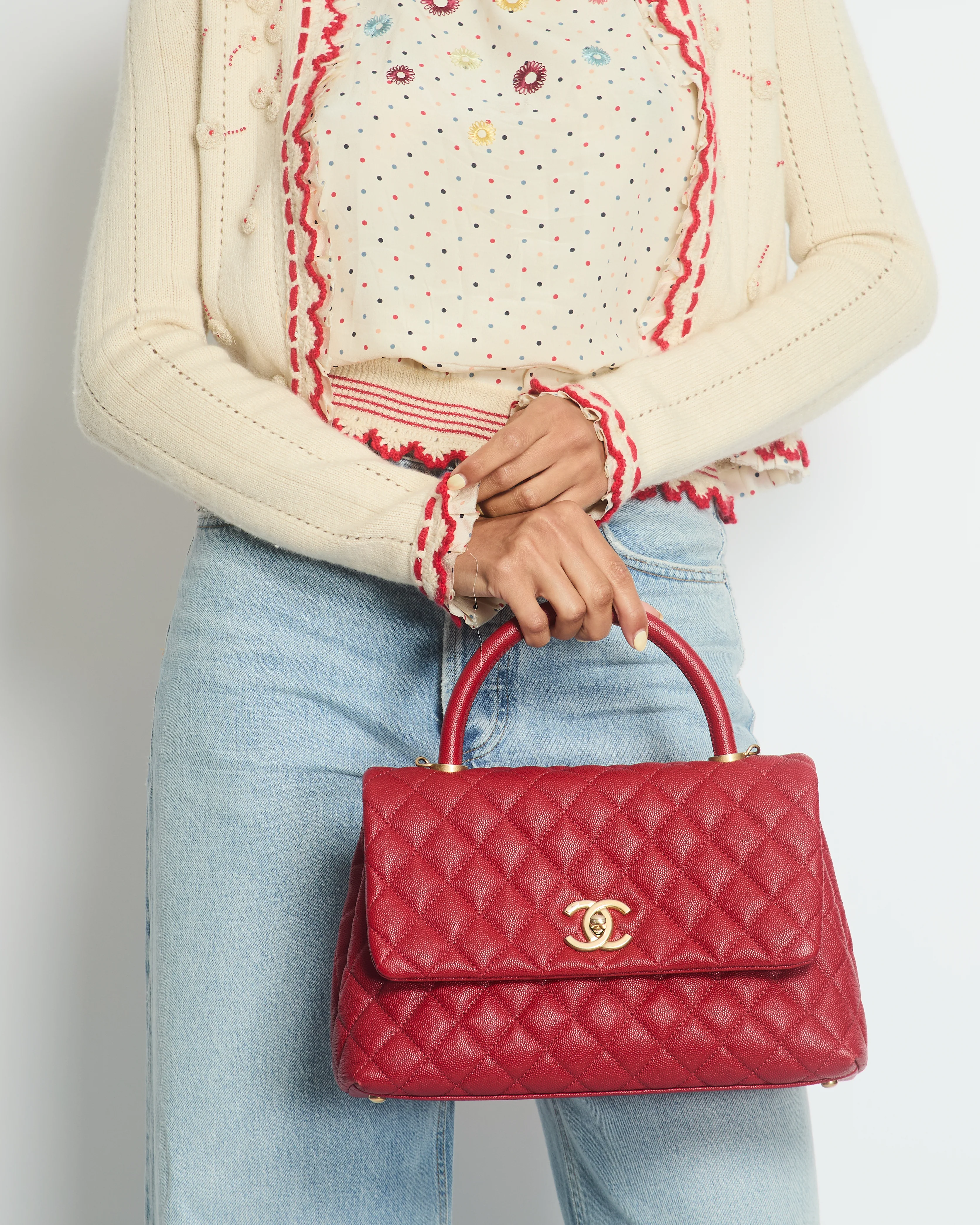 Chanel 05/C Ivory Red Cardigan FR 38 (UK 10) - Image 3