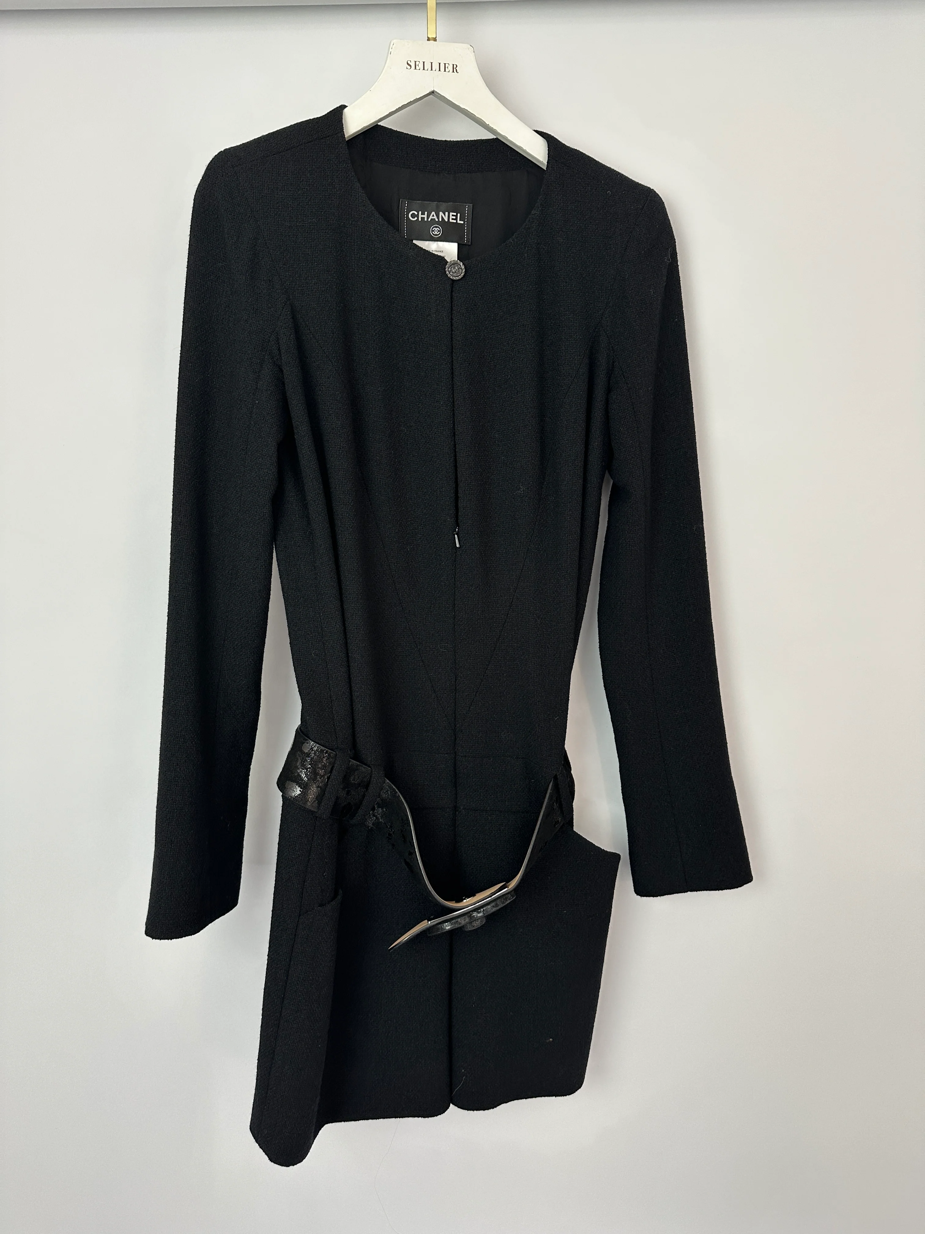 Chanel 09A Black Wool Short Dress with Crystal CC Buttons & CC Belt Details Size FR 34 (UK 6) RRP £3120 - Image 10