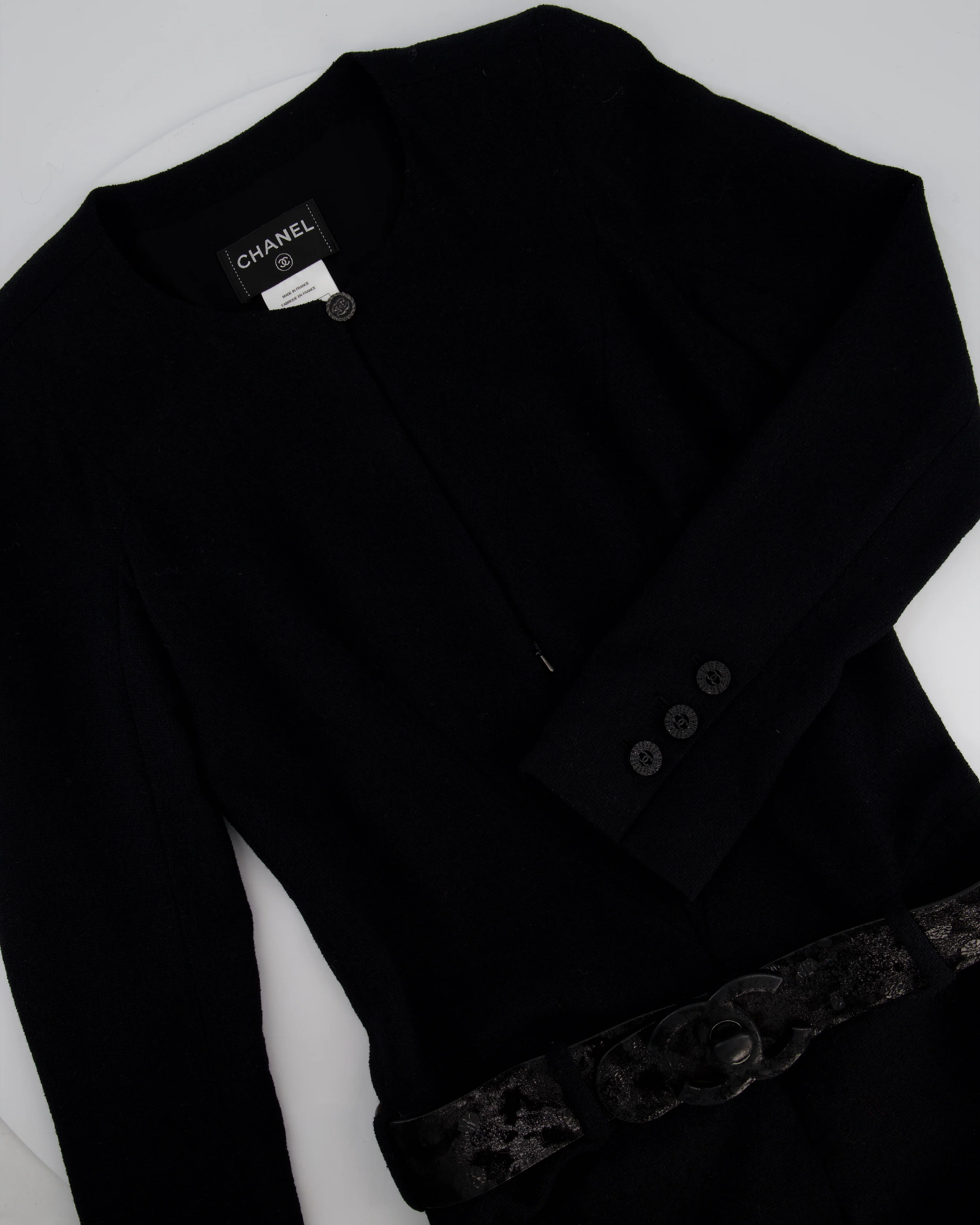 Chanel 09A Black Wool Short Dress with Crystal CC Buttons & CC Belt Details Size FR 34 (UK 6) RRP £3120 - Image 6